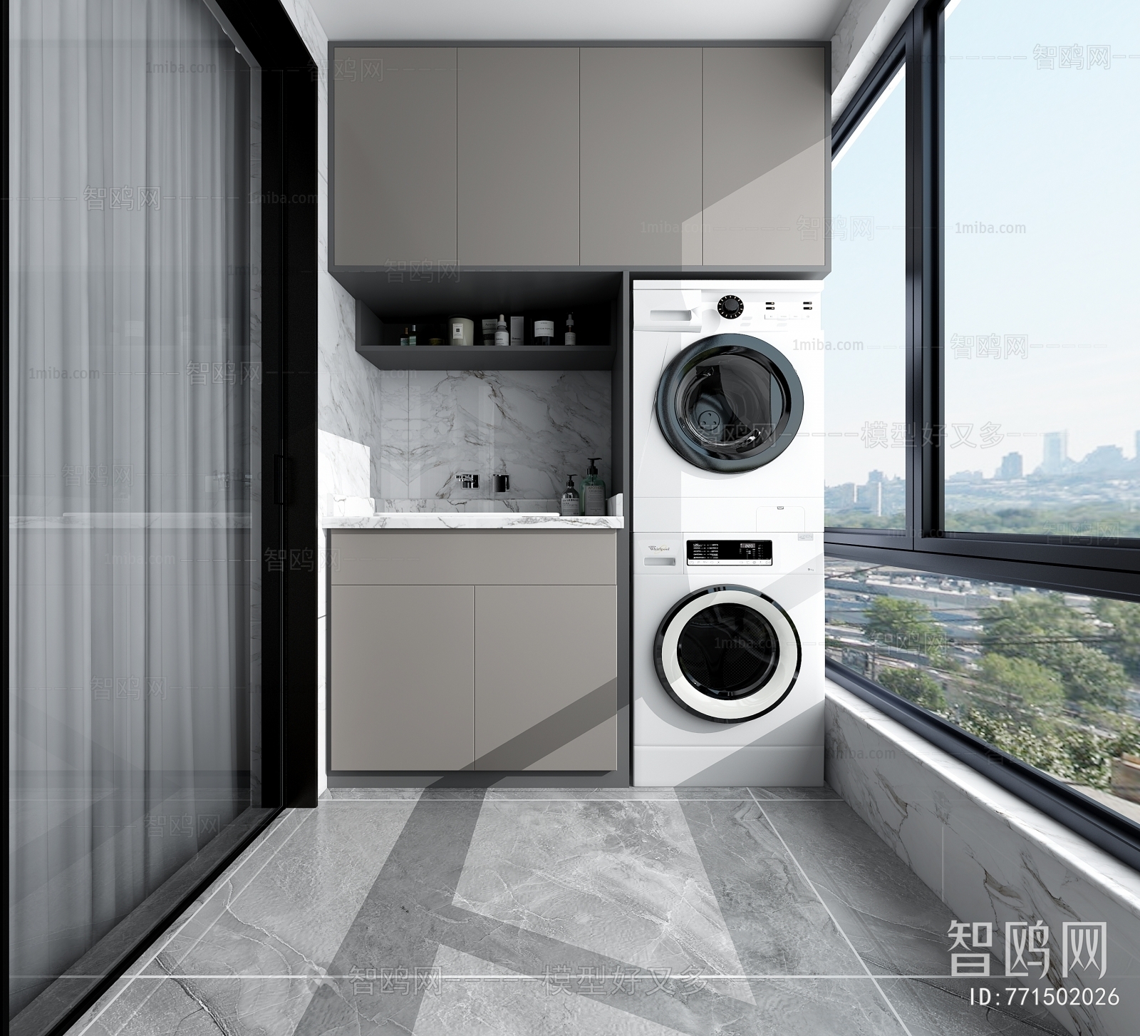 Modern Balcony Laundry Room