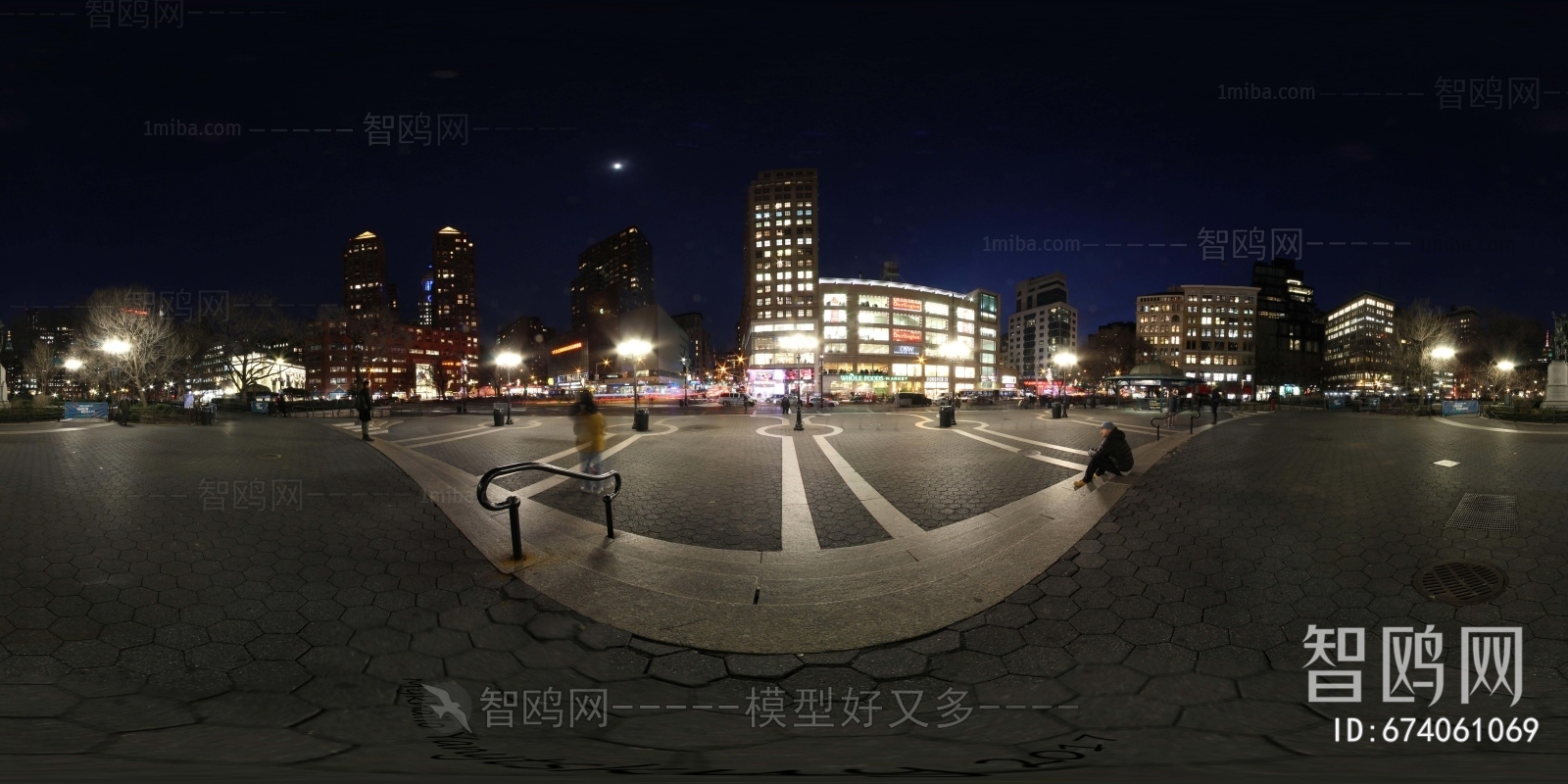 hdr夜景广场3D模型下载