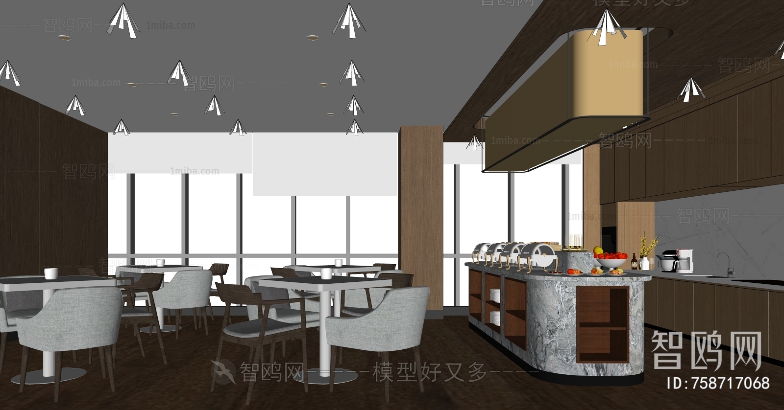 Modern Restaurant Sketchup Model Download - Model ID.758717068 | 1miba