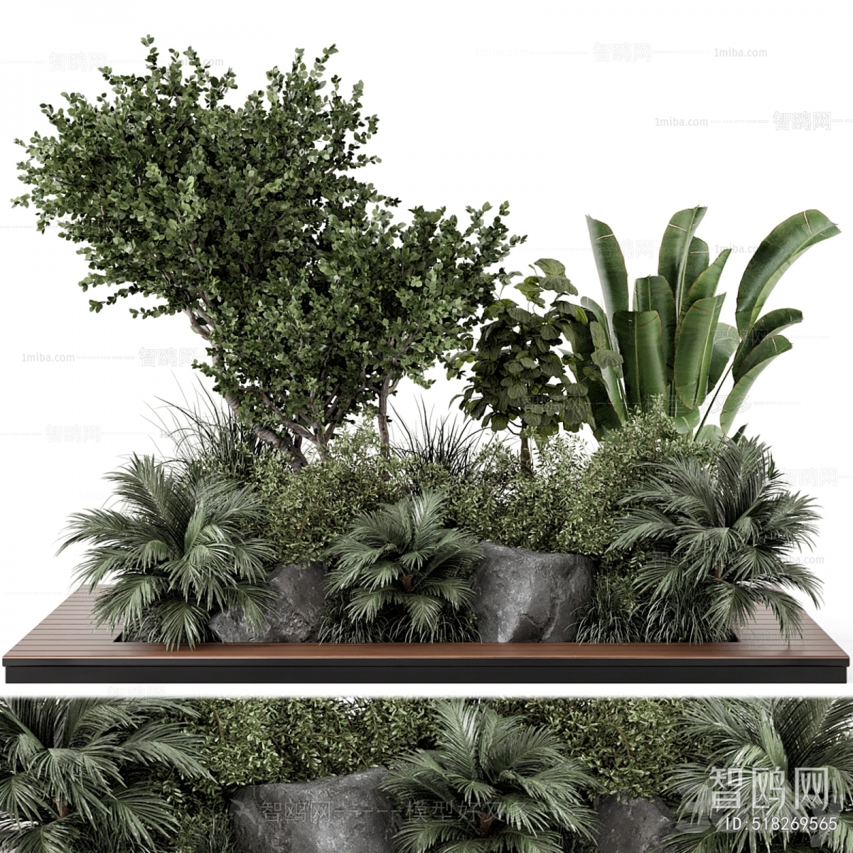 现代灌木绿植3D模型下载