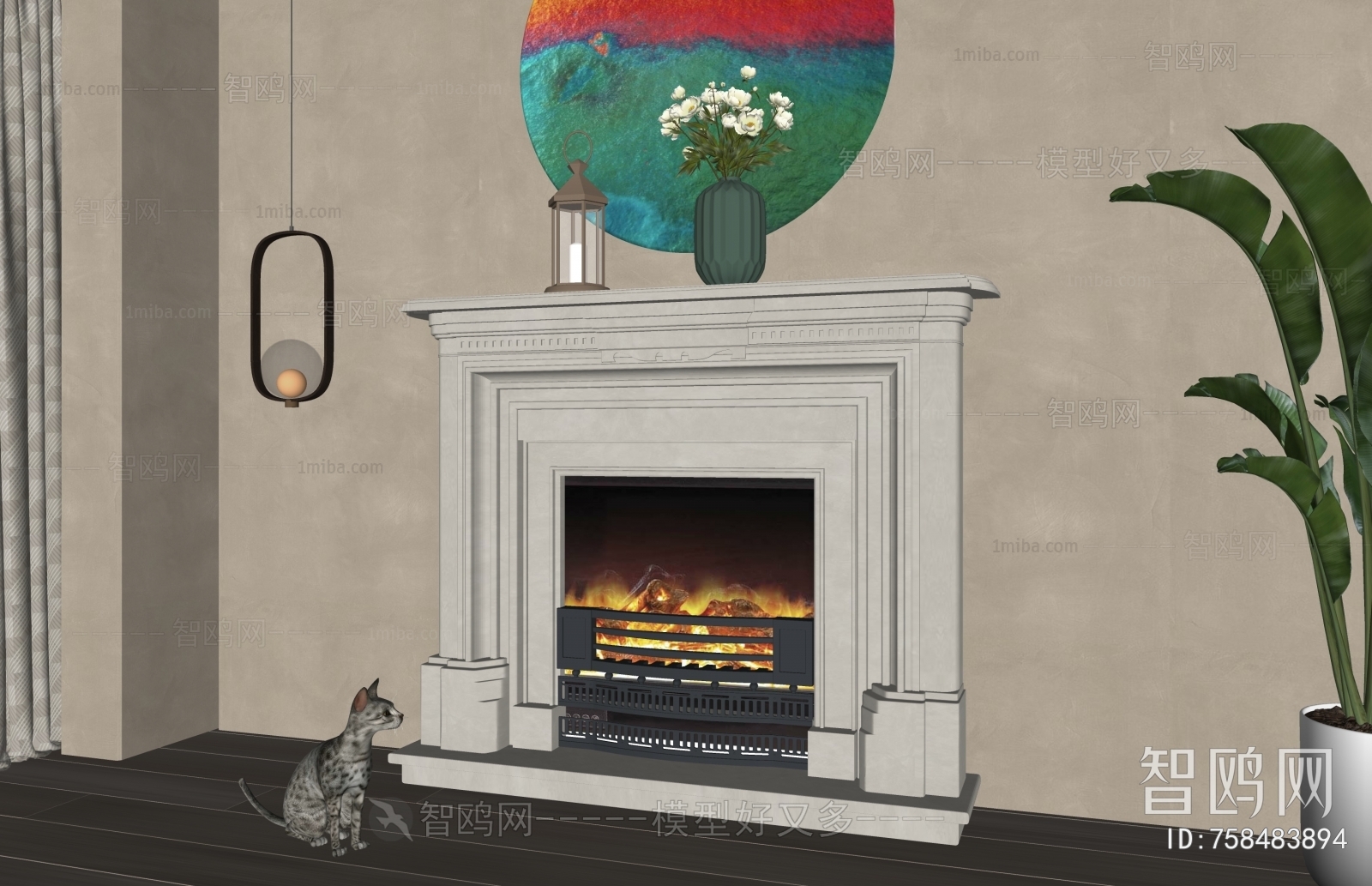 Simple European Style Fireplace