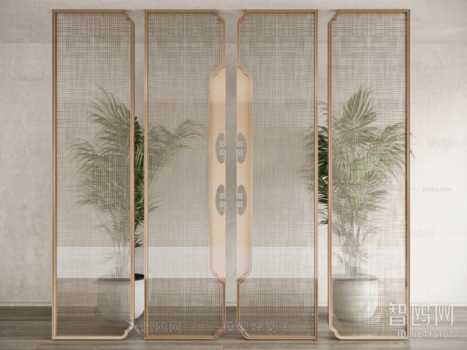 New Chinese Style Metal Screen Partition