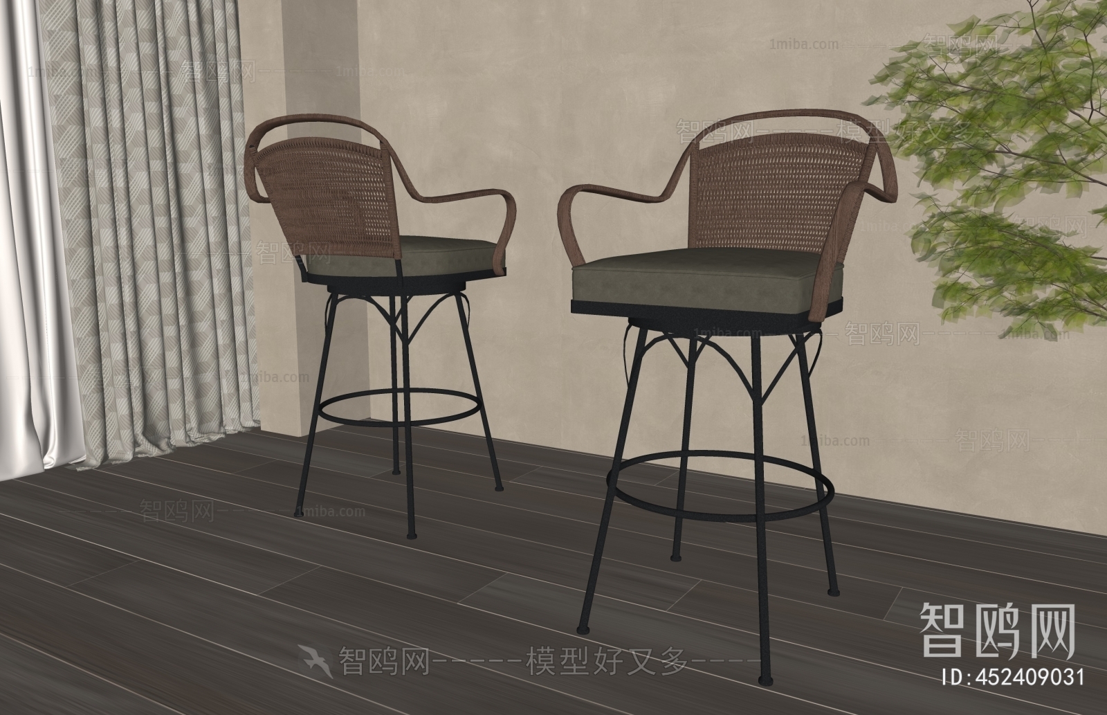 Wabi-sabi Style Bar Chair