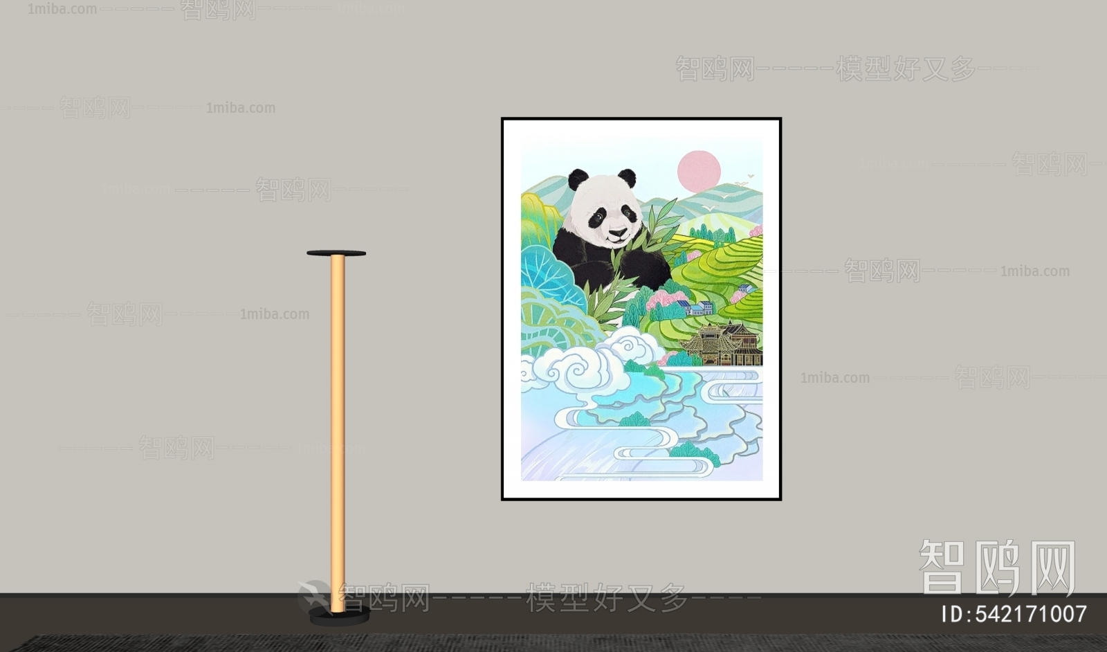 现代熊猫装饰挂画