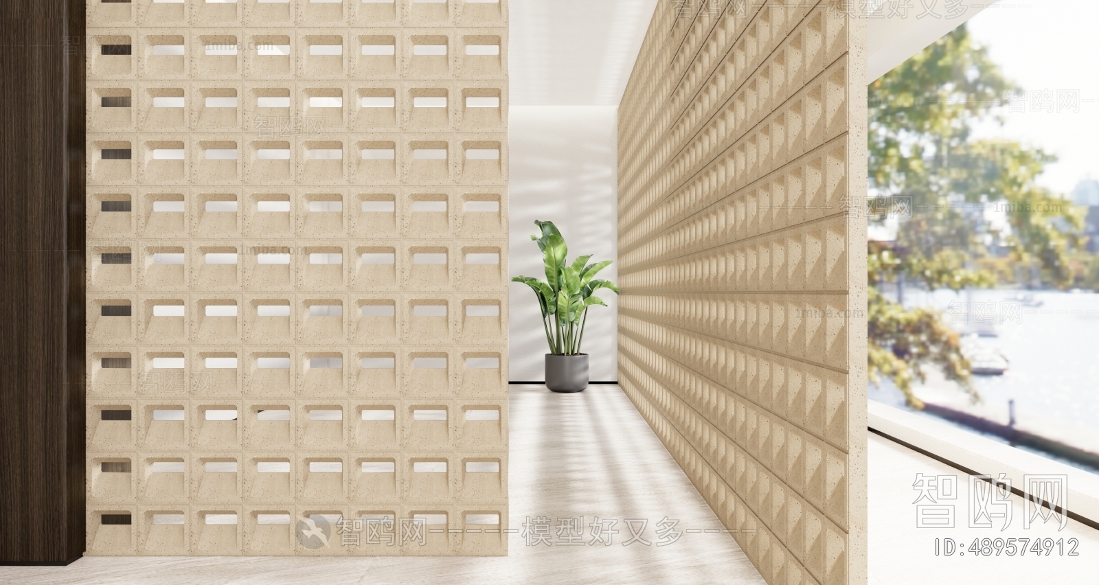 Modern Wabi-sabi Style Cement Brick Screen Partition