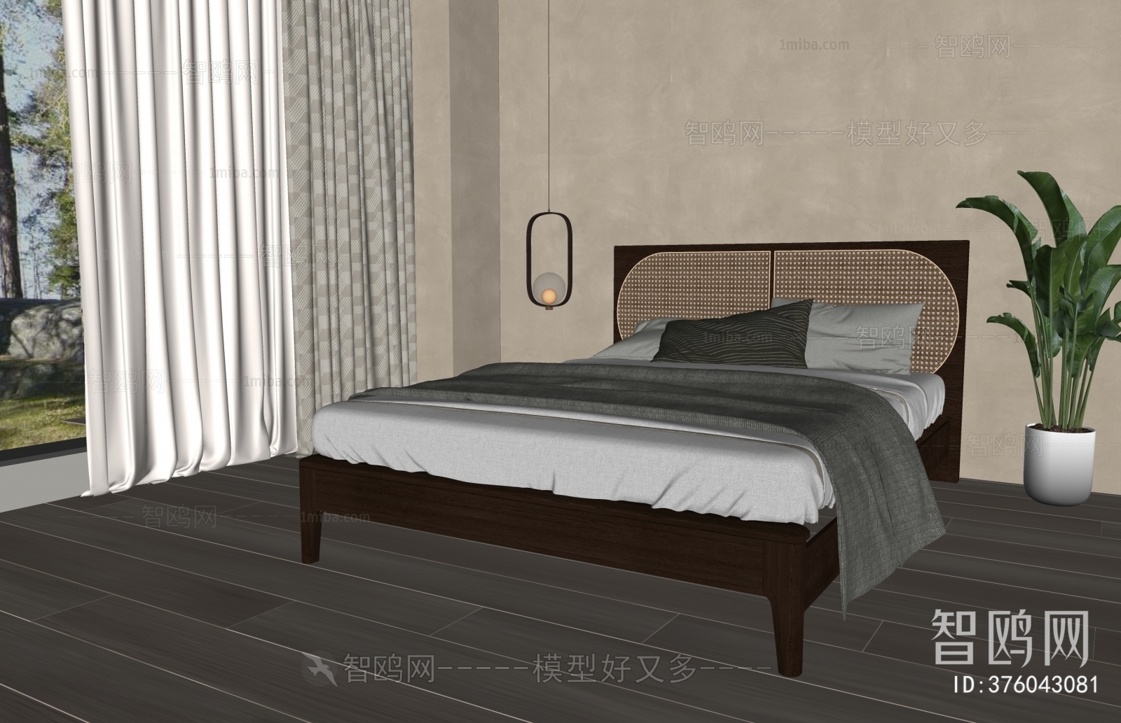 Wabi-sabi Style Retro Style Double Bed