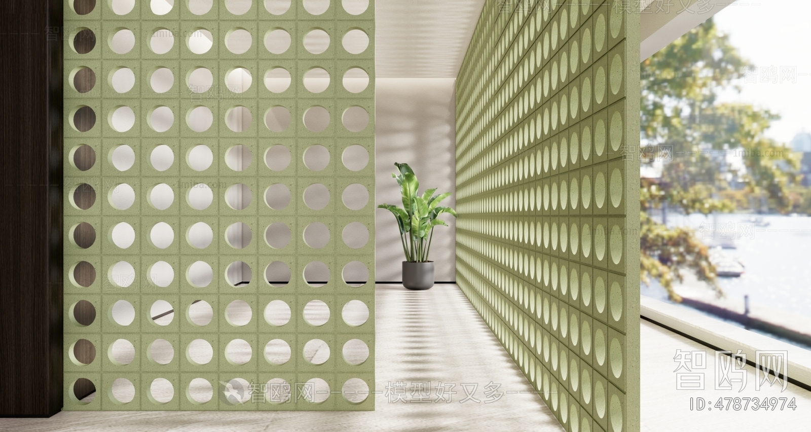 Modern Wabi-sabi Style Cement Brick Screen Partition