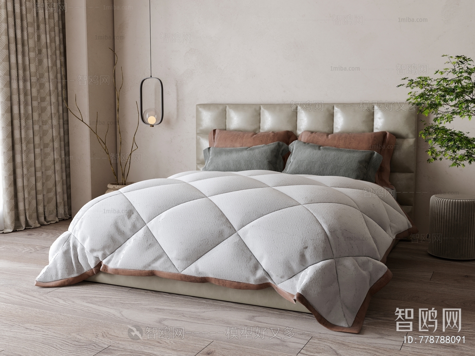 Simple European Style Double Bed