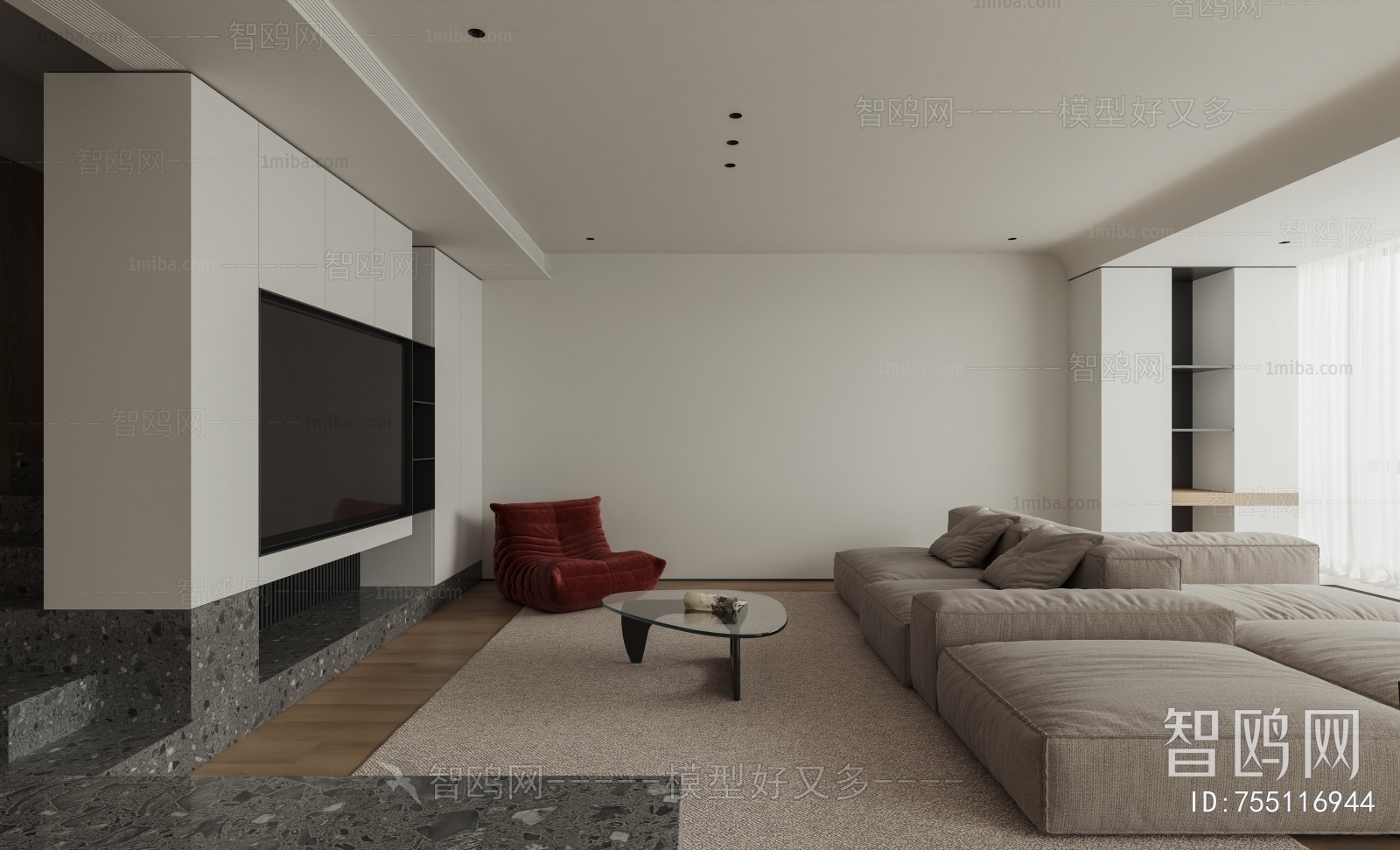 Modern Wabi-sabi Style A Living Room