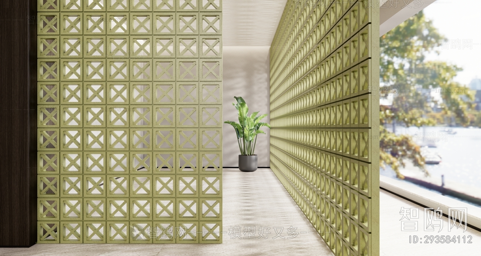 Modern Wabi-sabi Style Cement Brick Screen Partition