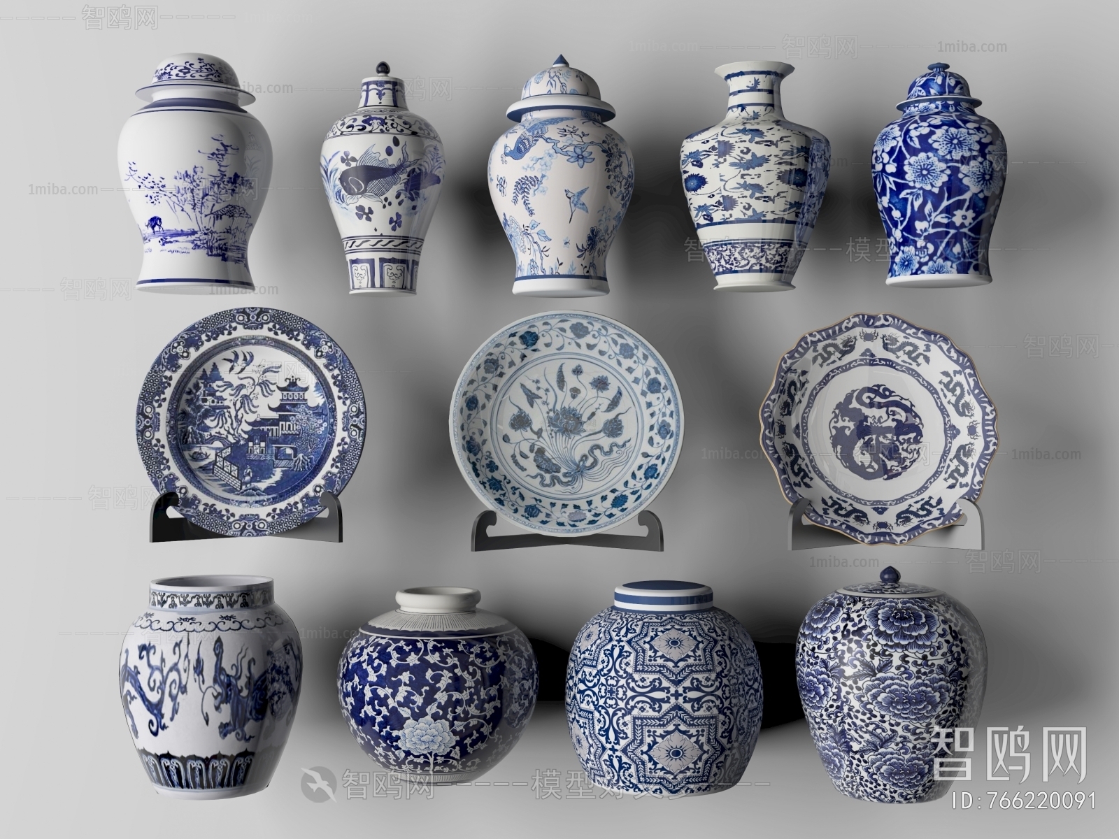 新中式青花瓷陶瓷器皿