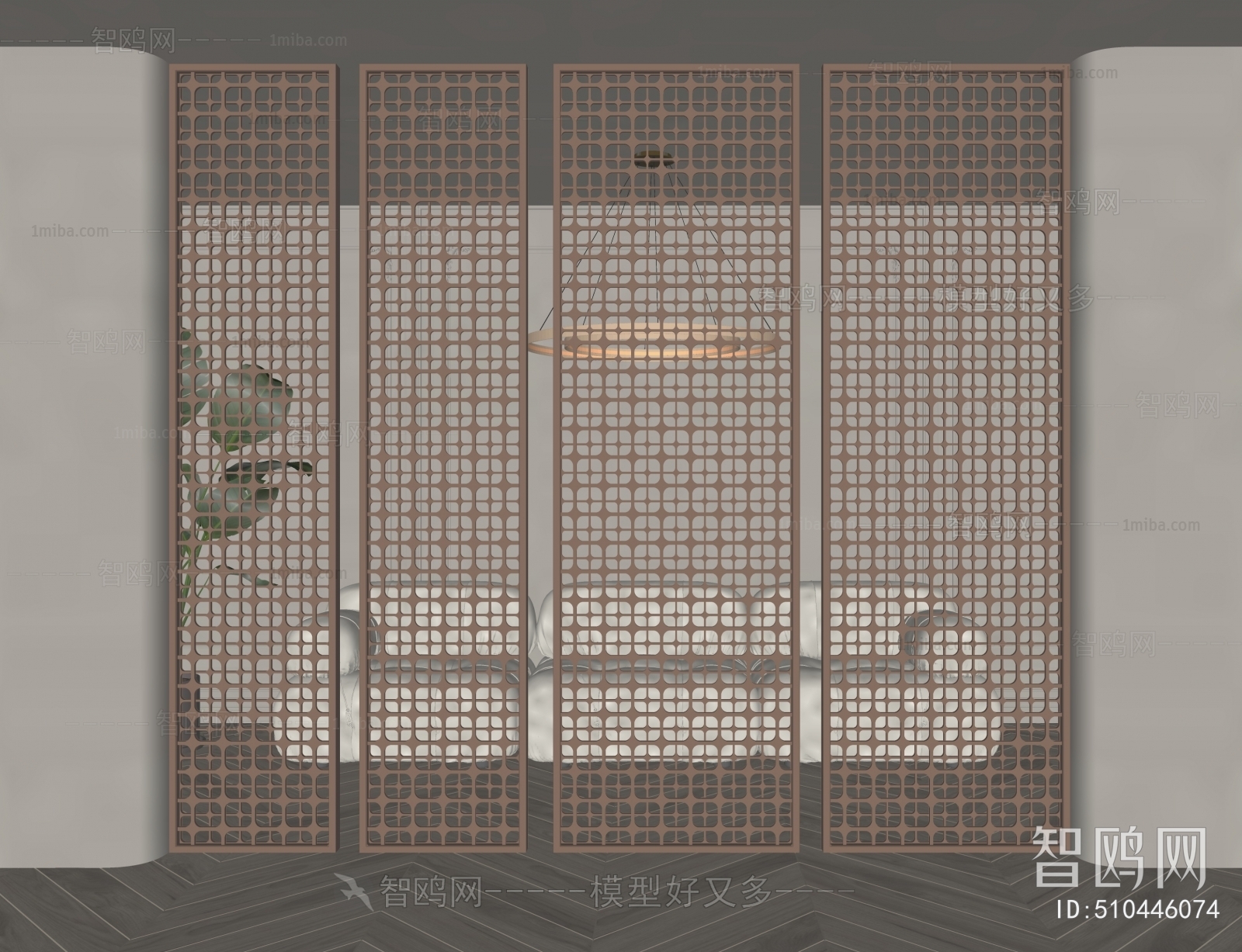 现代立体金属屏风隔断3D模型下载