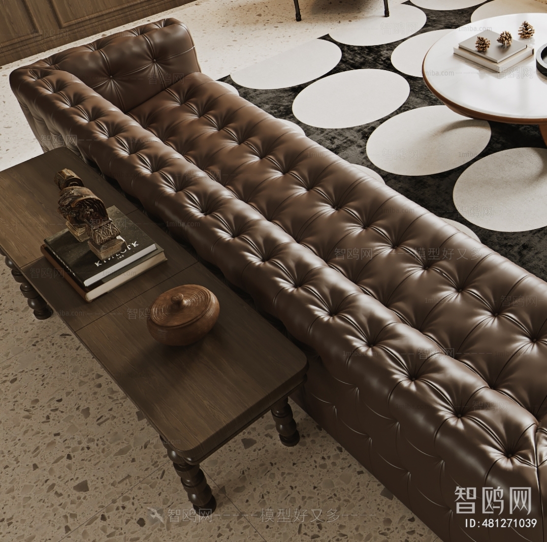 民国中古风沙发茶几组合3D模型下载