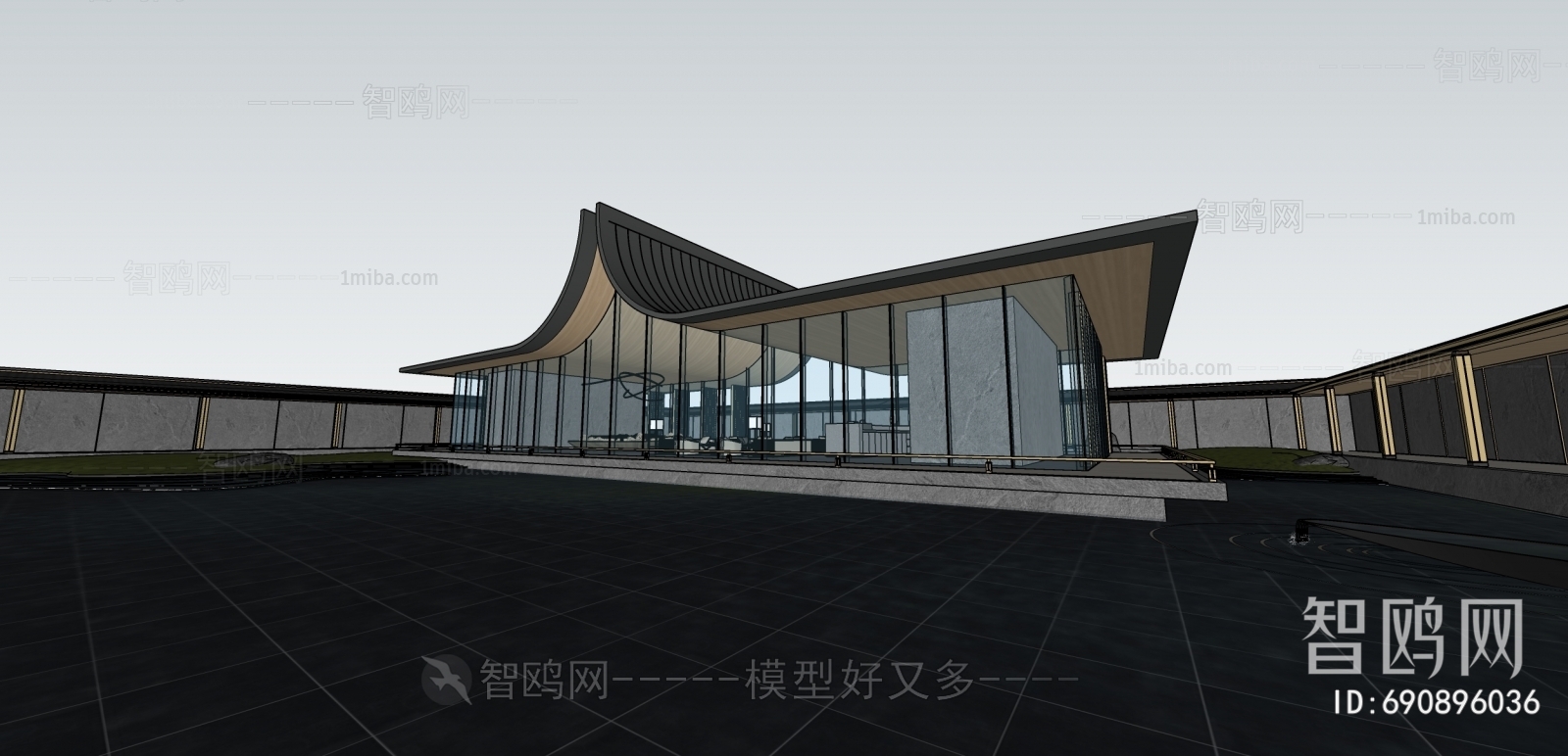 New Chinese Style Appearance Of Commercial Building