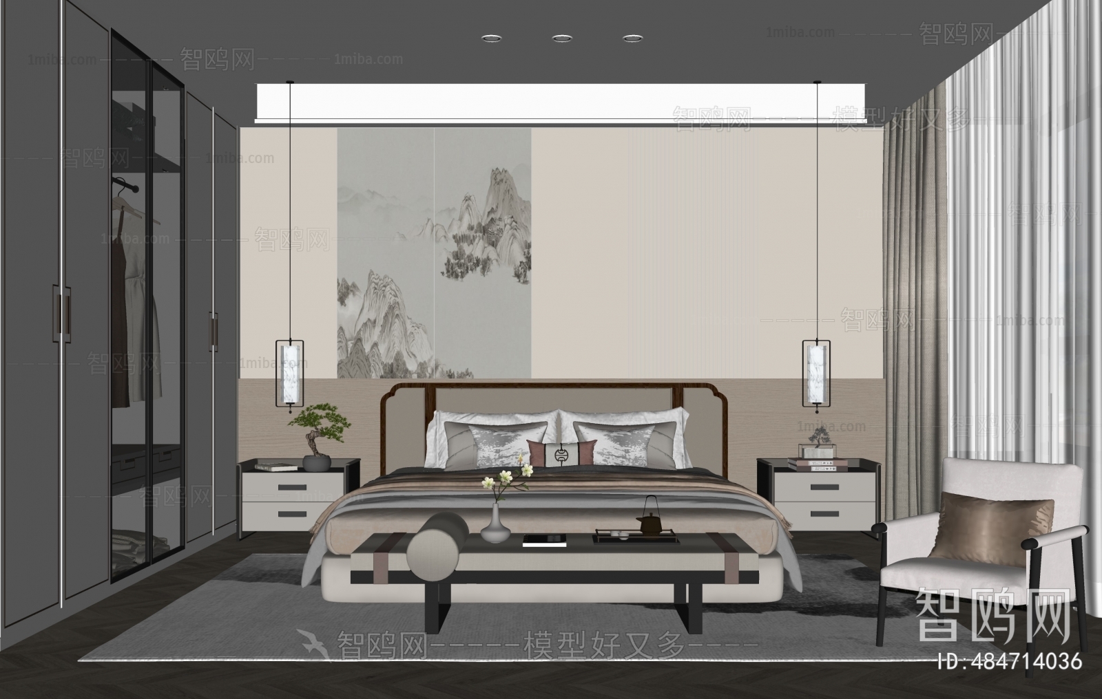 New Chinese Style Bedroom