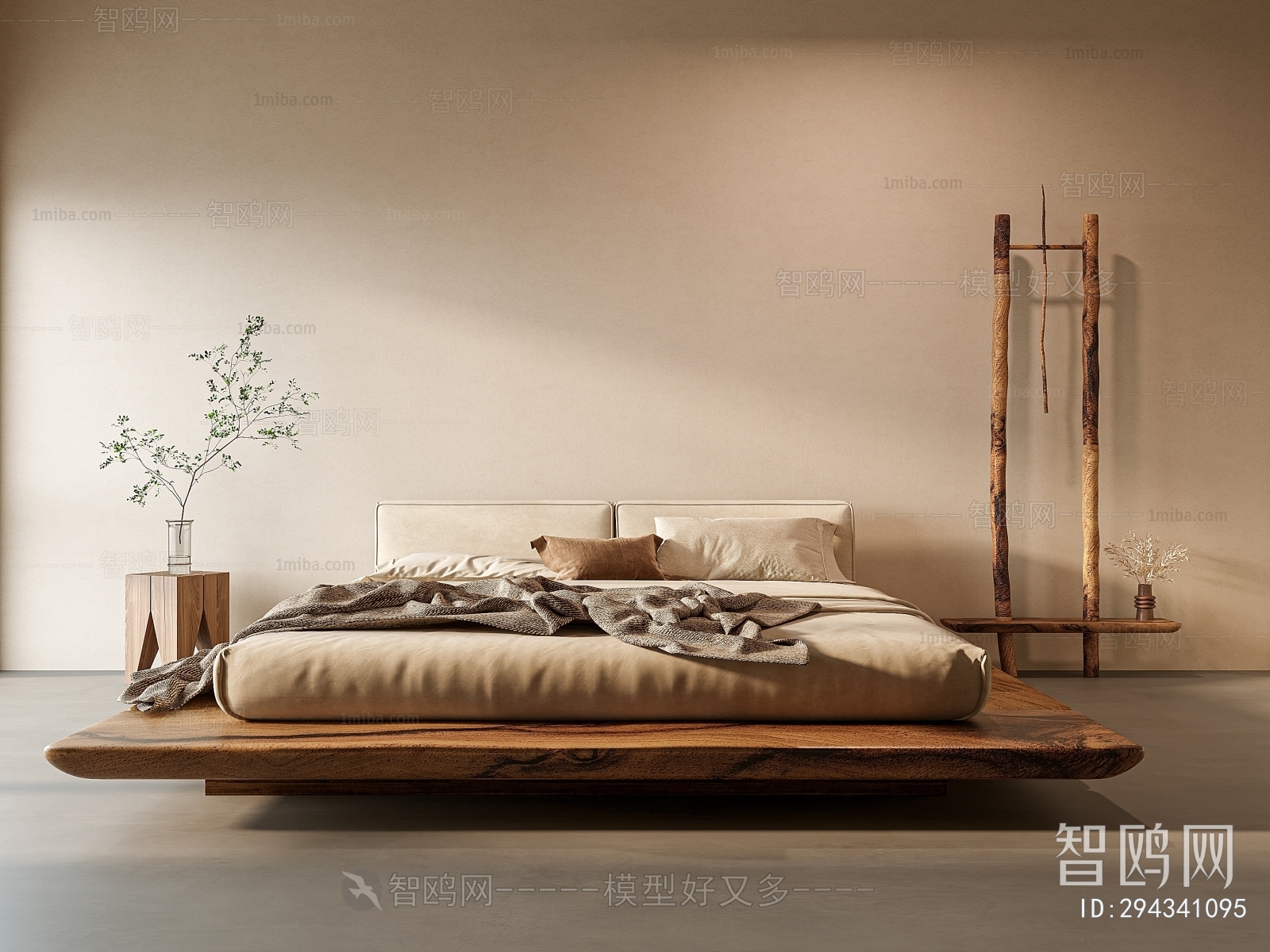 Wabi-sabi Style Double Bed