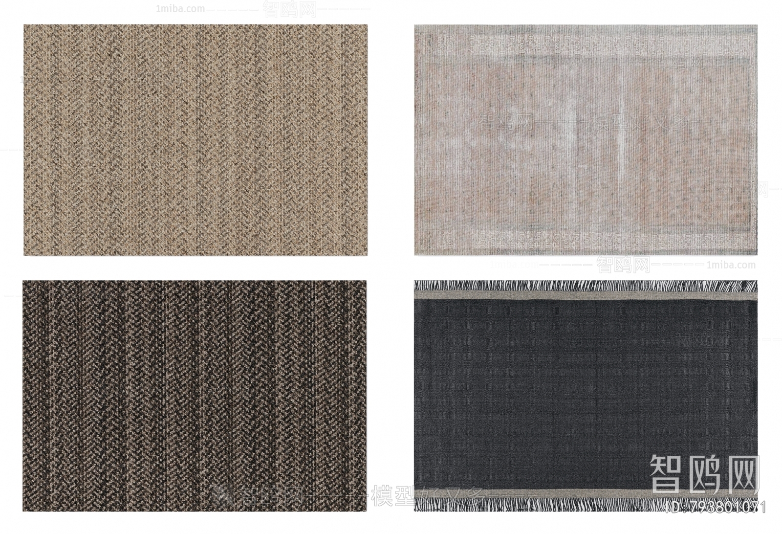 现代灰咖色暗纹纯色地毯组合