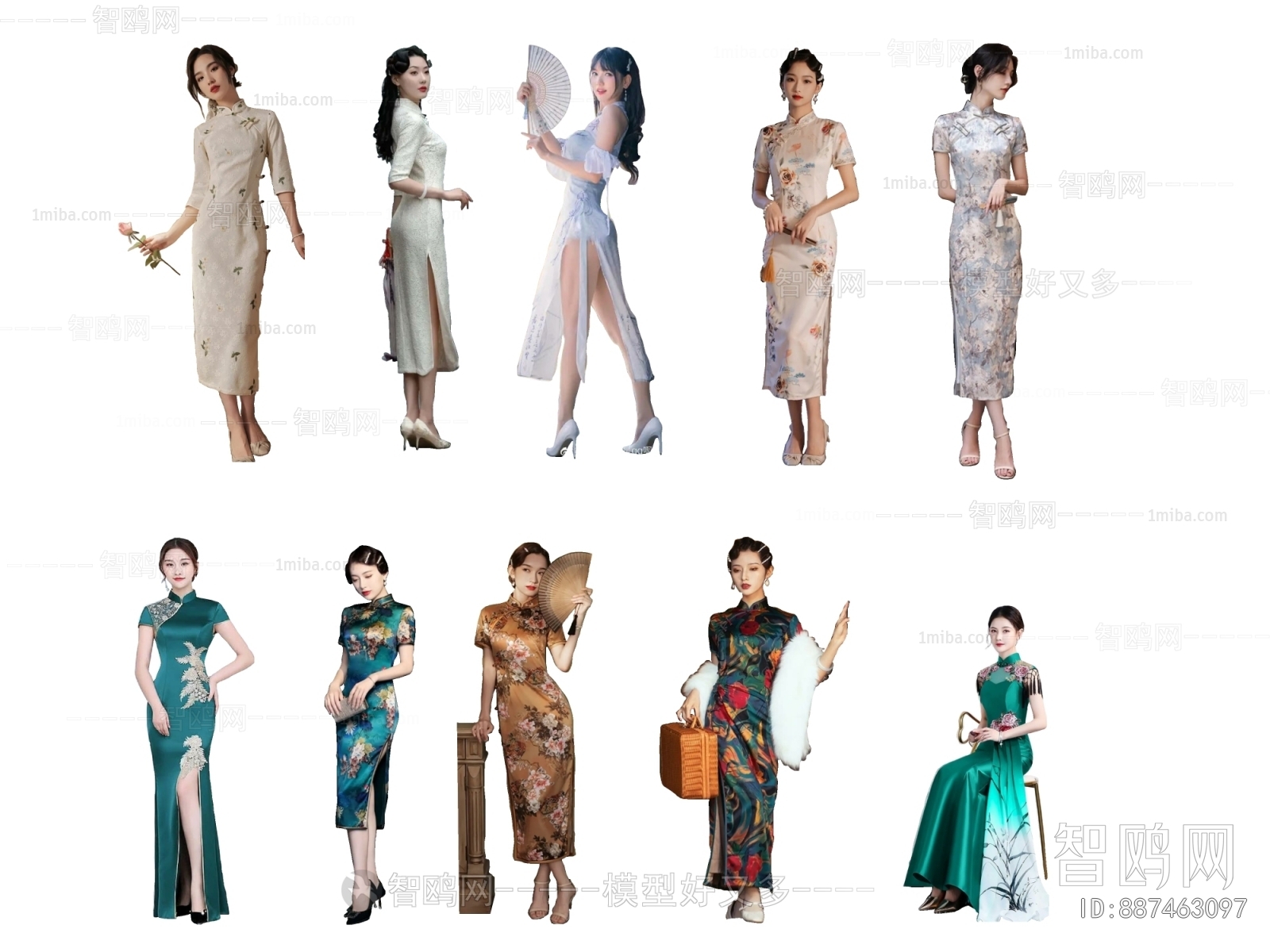 中式旗袍美女 多人