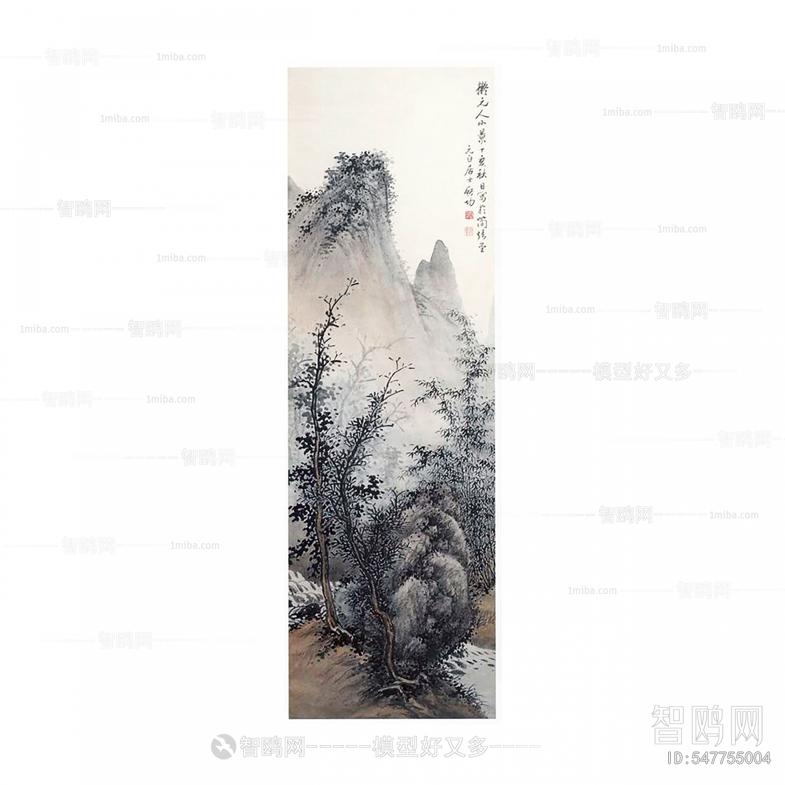 中式水墨山水风景画