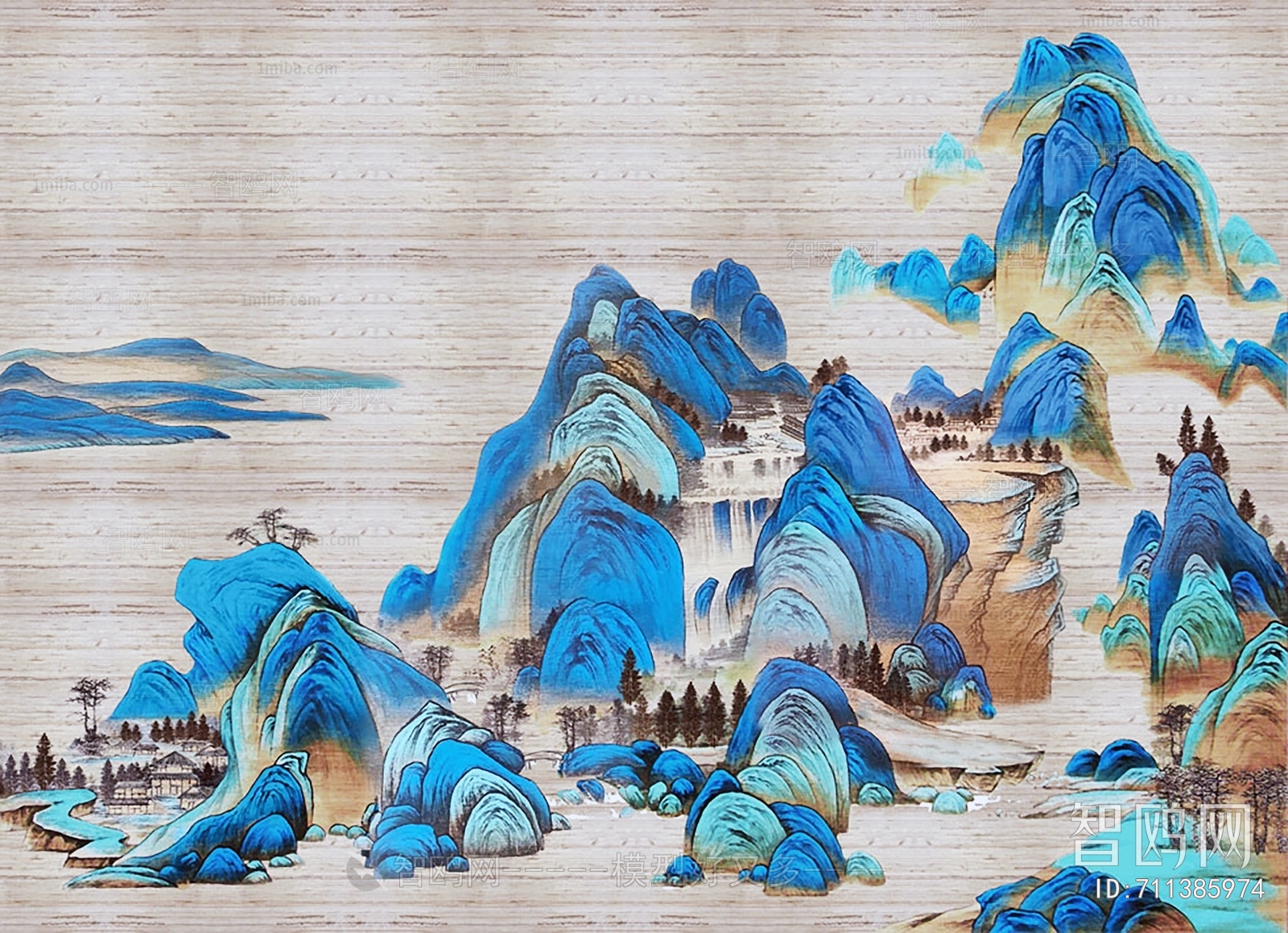 新中式山水背景墙壁纸