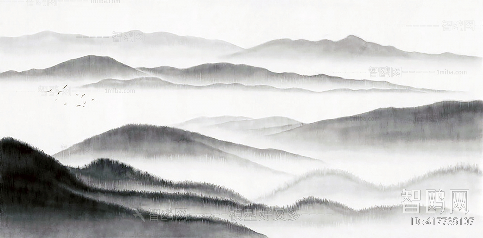中式山水墙纸壁画