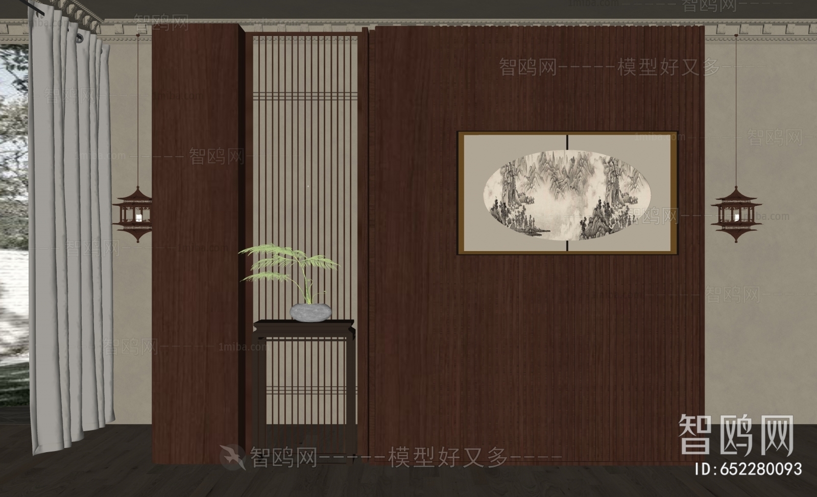 New Chinese Style Wooden Screen Partition