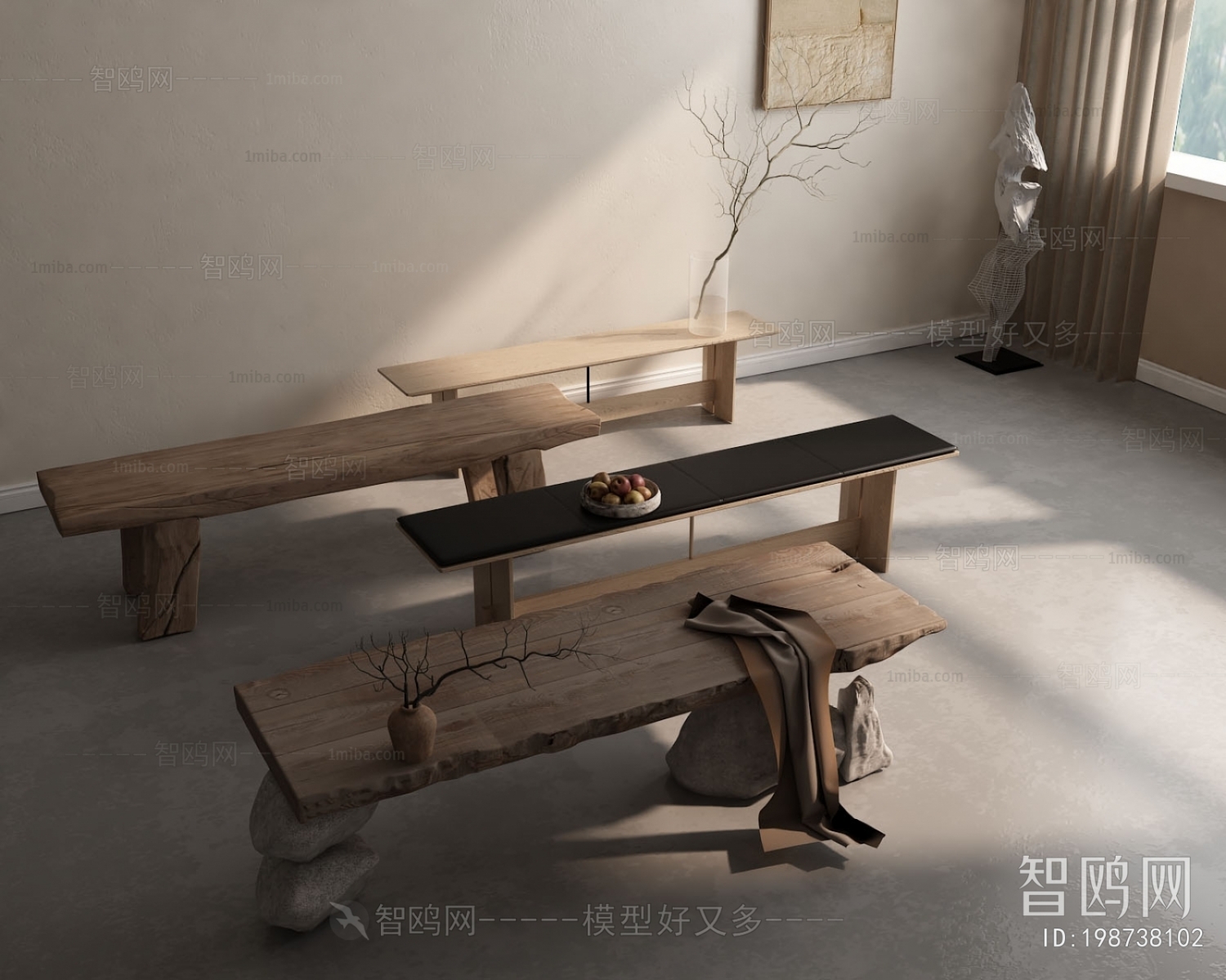 Wabi-sabi Style Bench