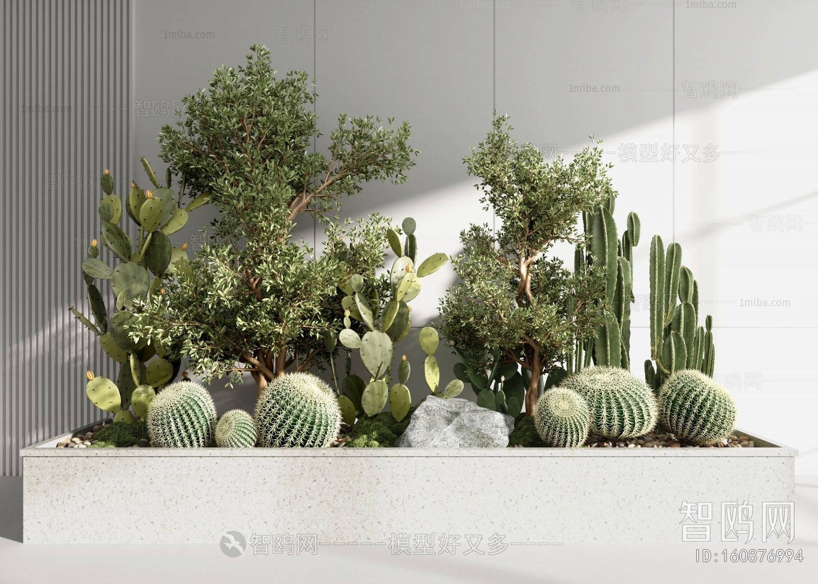 现代仙人掌景观植物小品3D模型下载