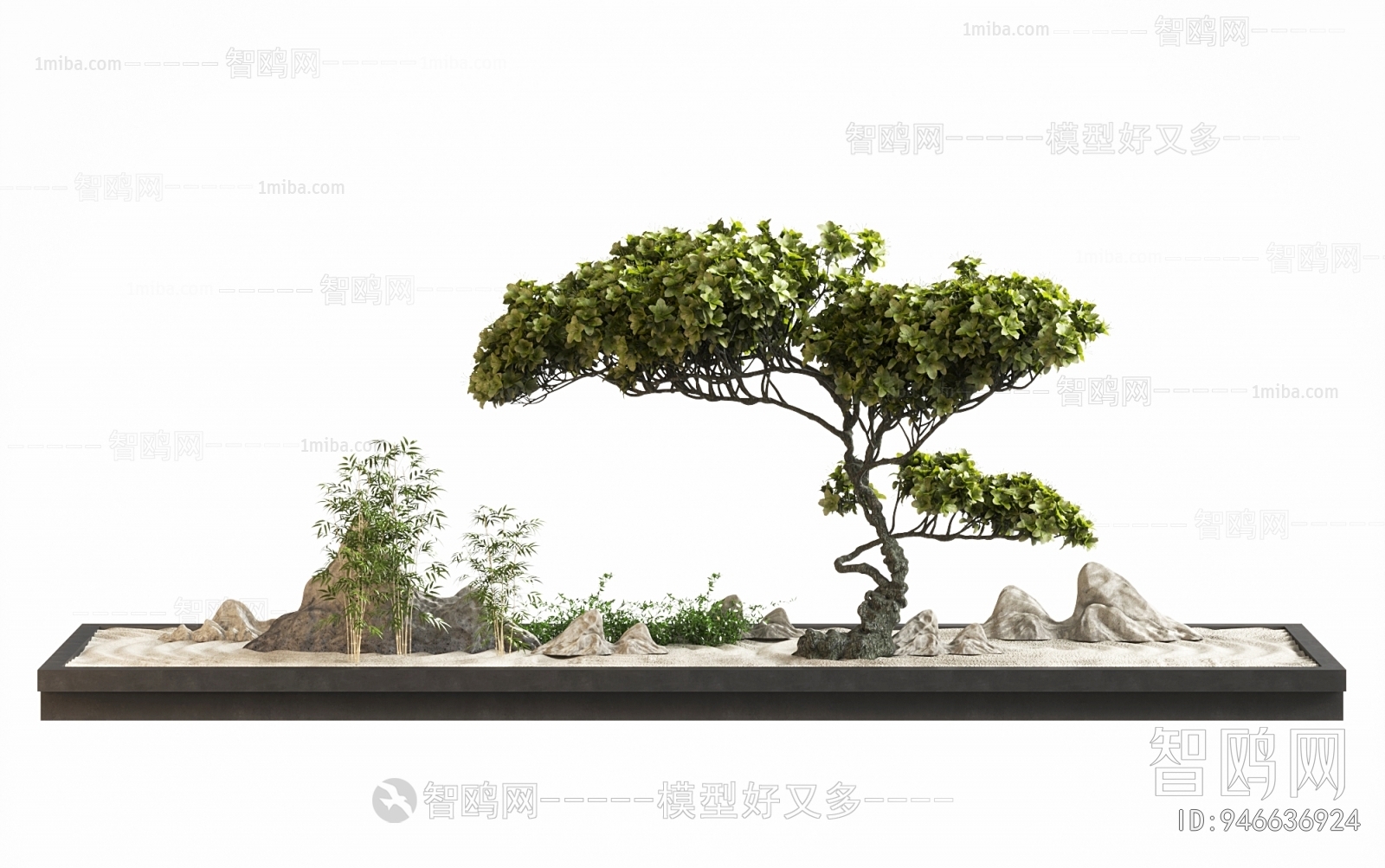 新中式沙石竹子景观小品