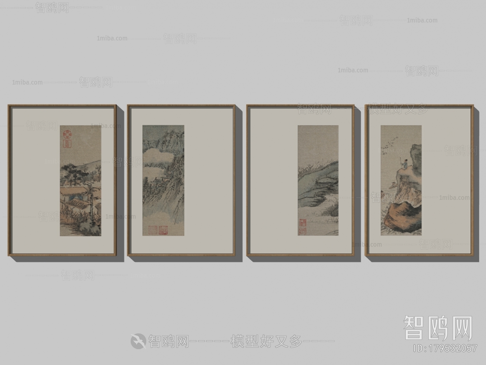新中式山水图案挂画