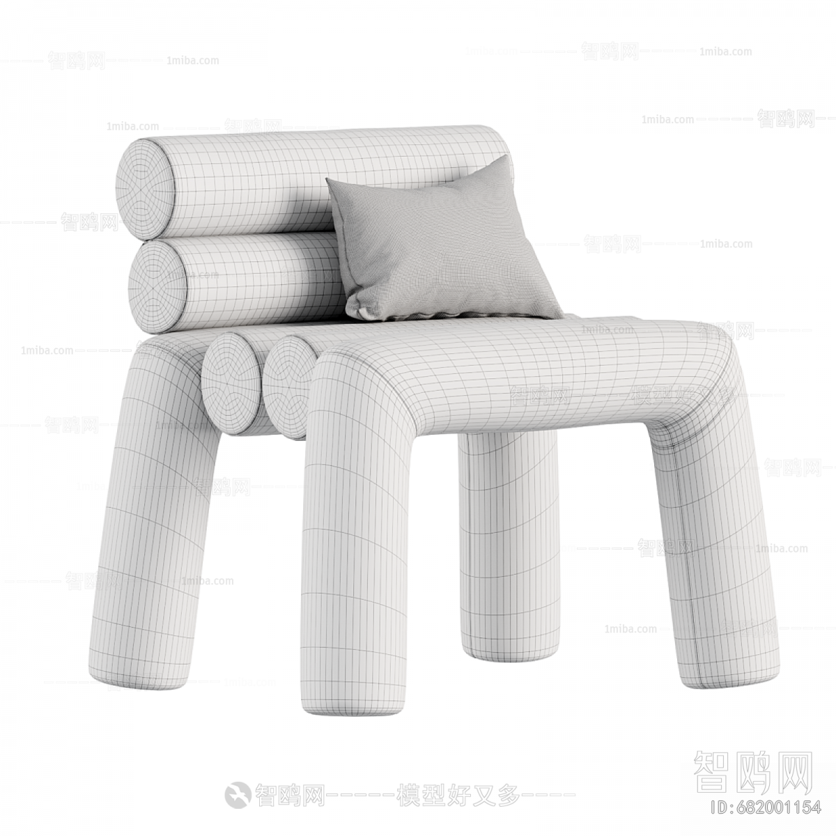 现代米色天鹅绒单椅