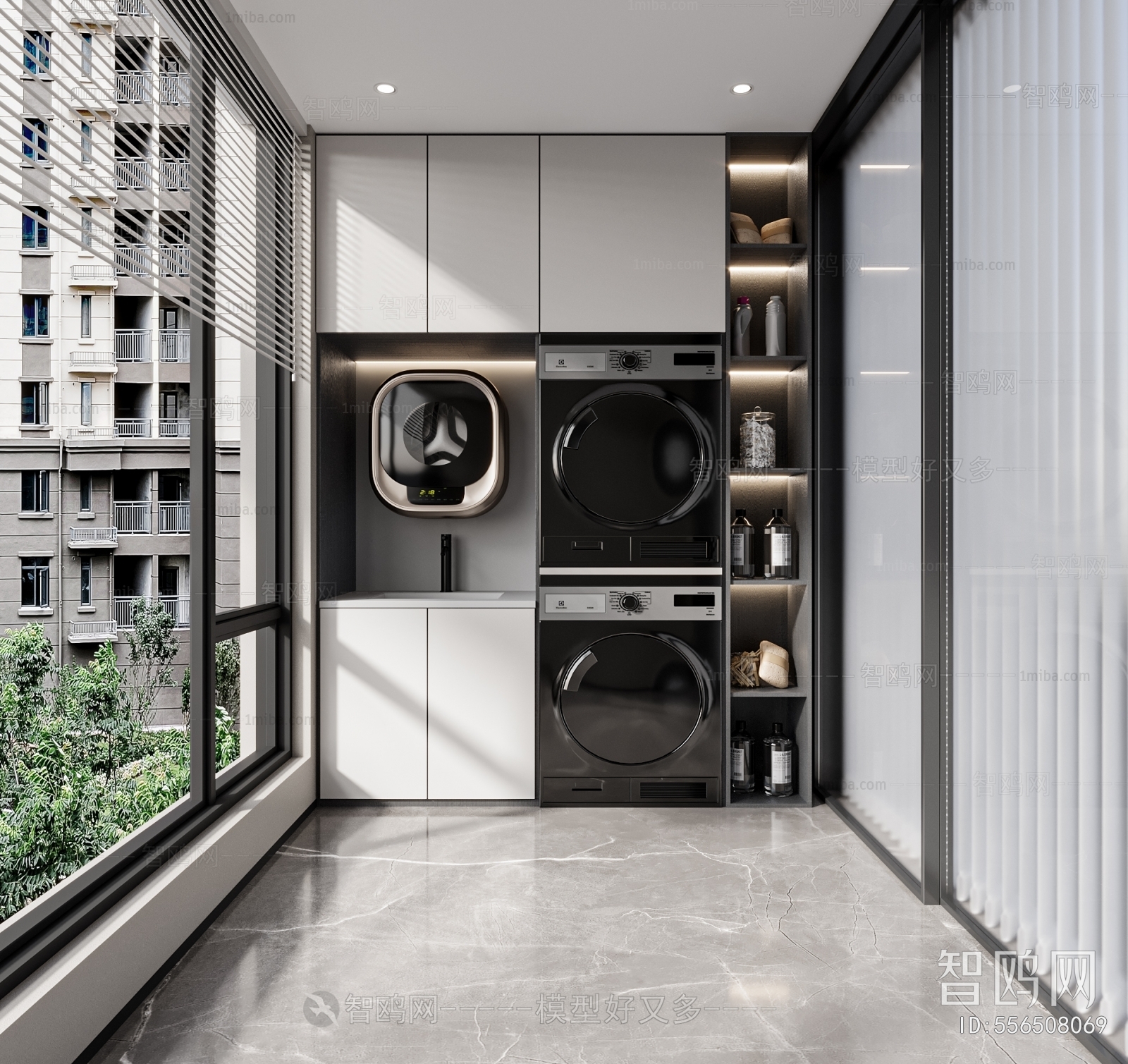 Modern Balcony Laundry Room