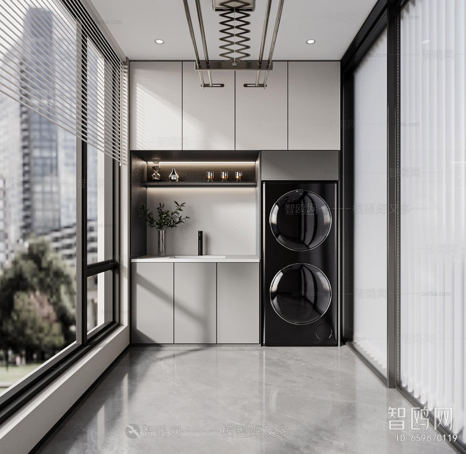 Modern Balcony Laundry Room