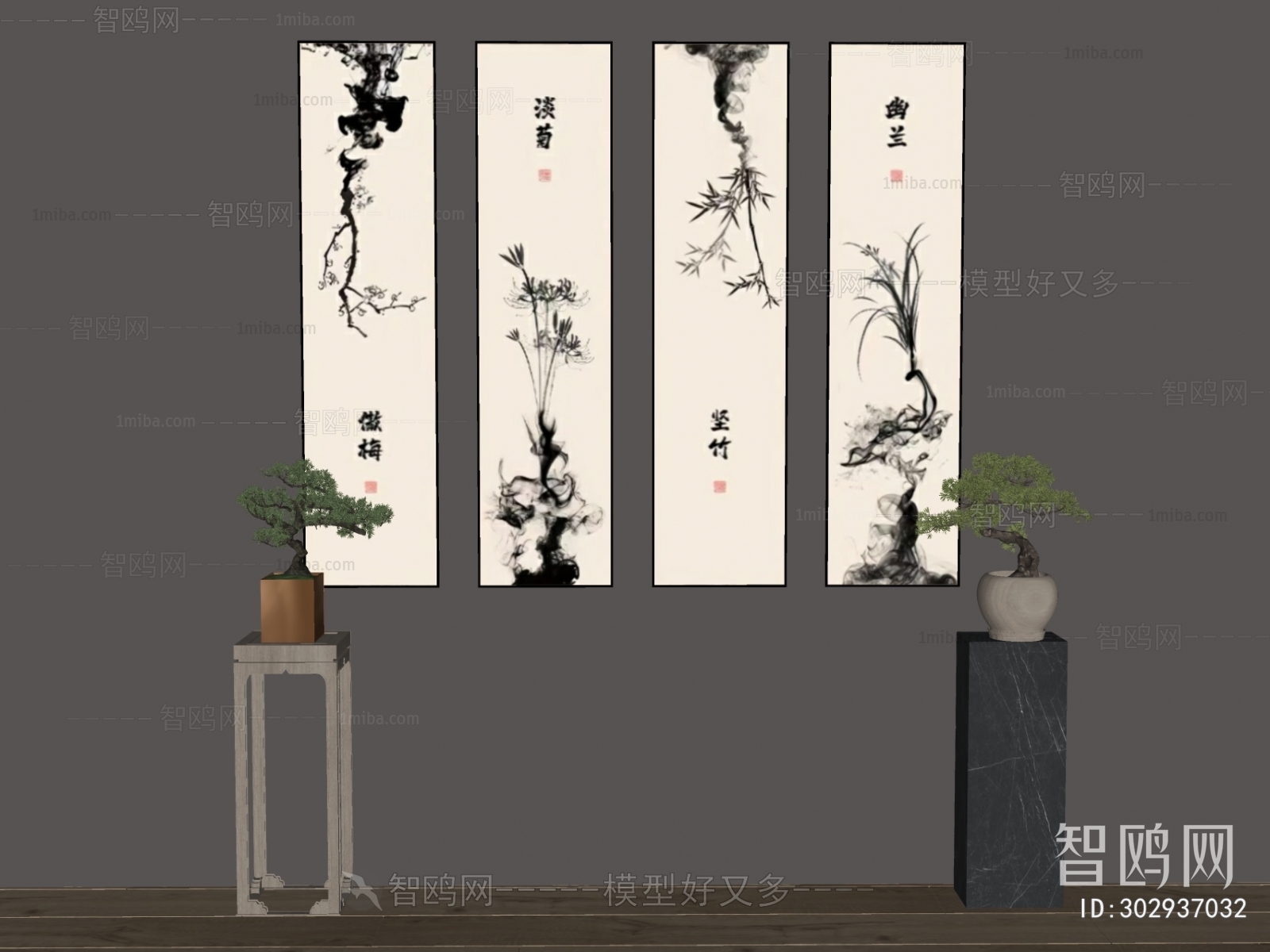 新中式花艺装饰画