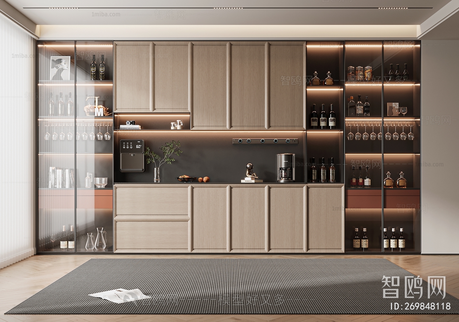 Modern New Chinese Style Wine Cabinet