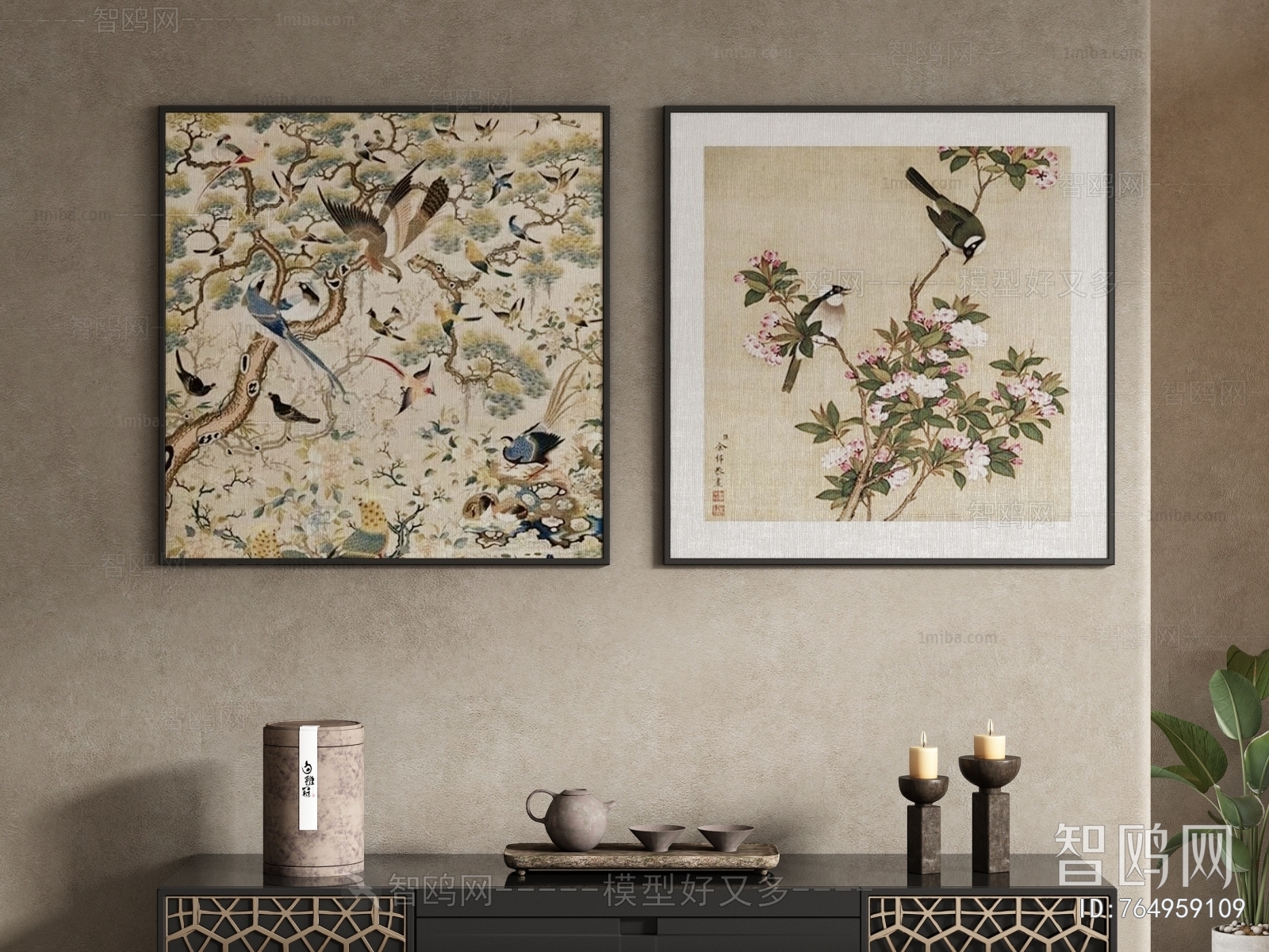 中式花鸟装饰挂画