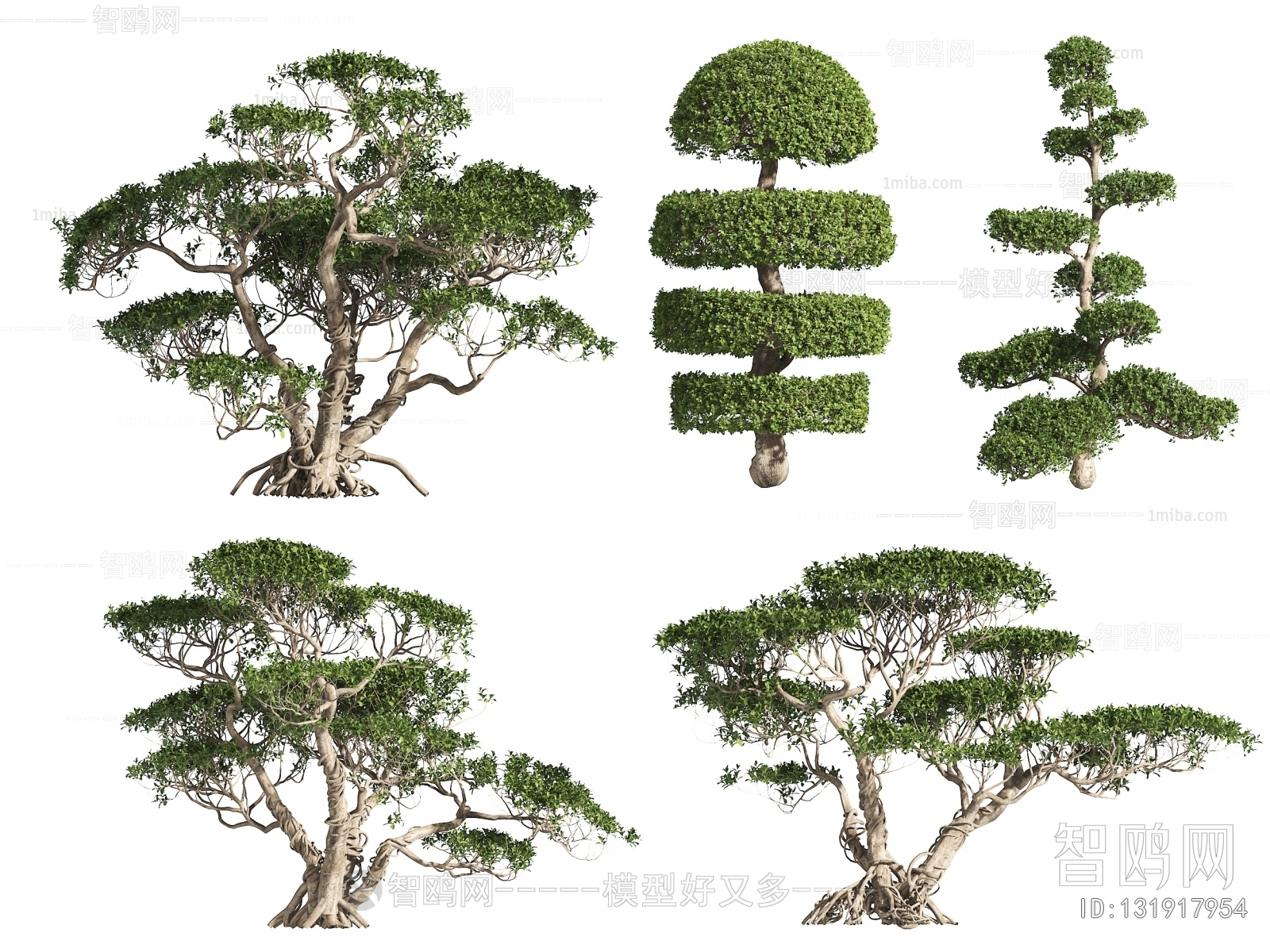 现代造型景观树3D模型下载