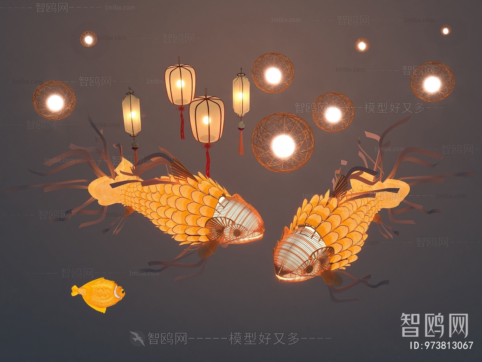 中式鲤鱼灯笼