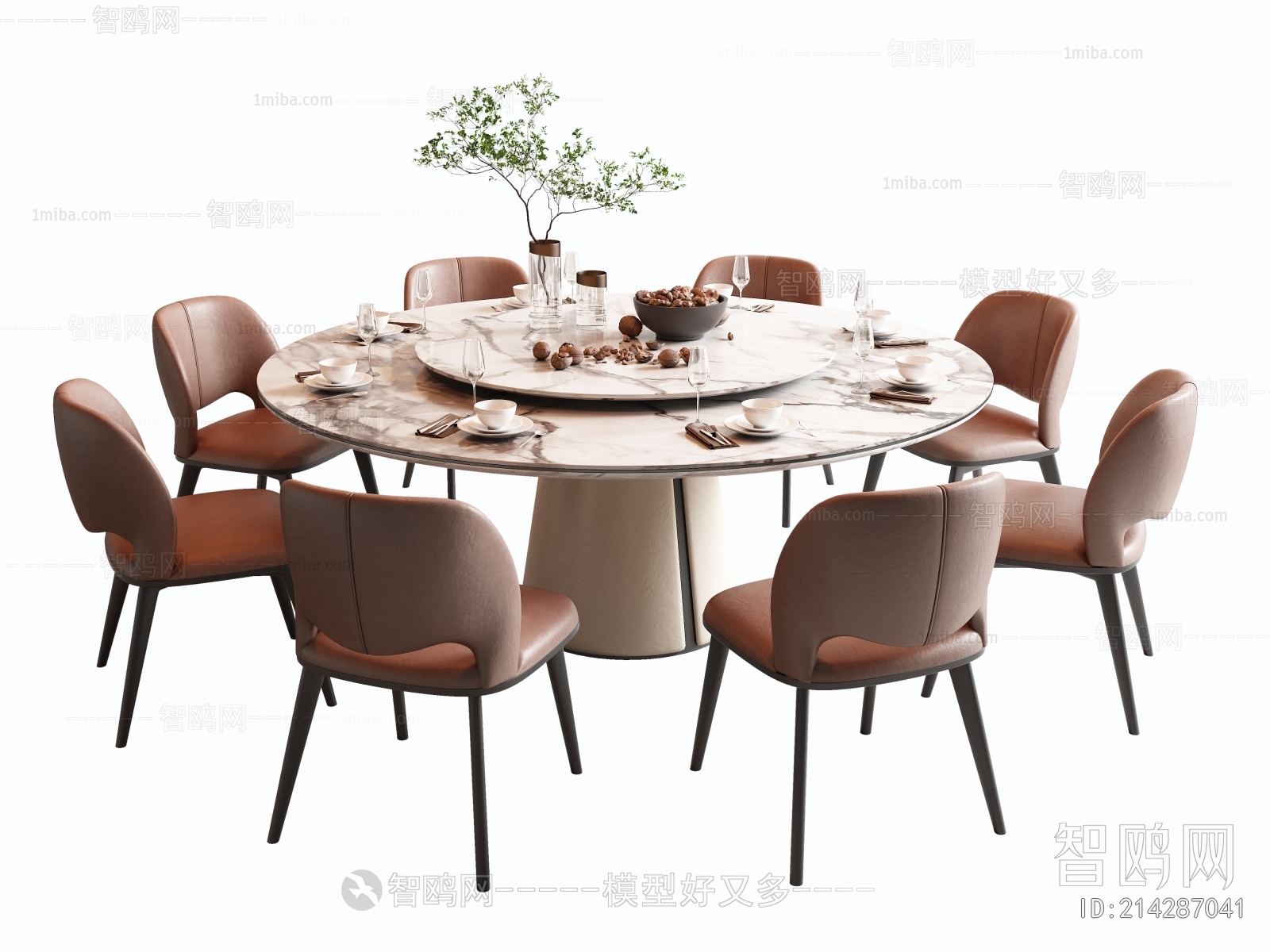 现代轻奢圆形餐桌椅