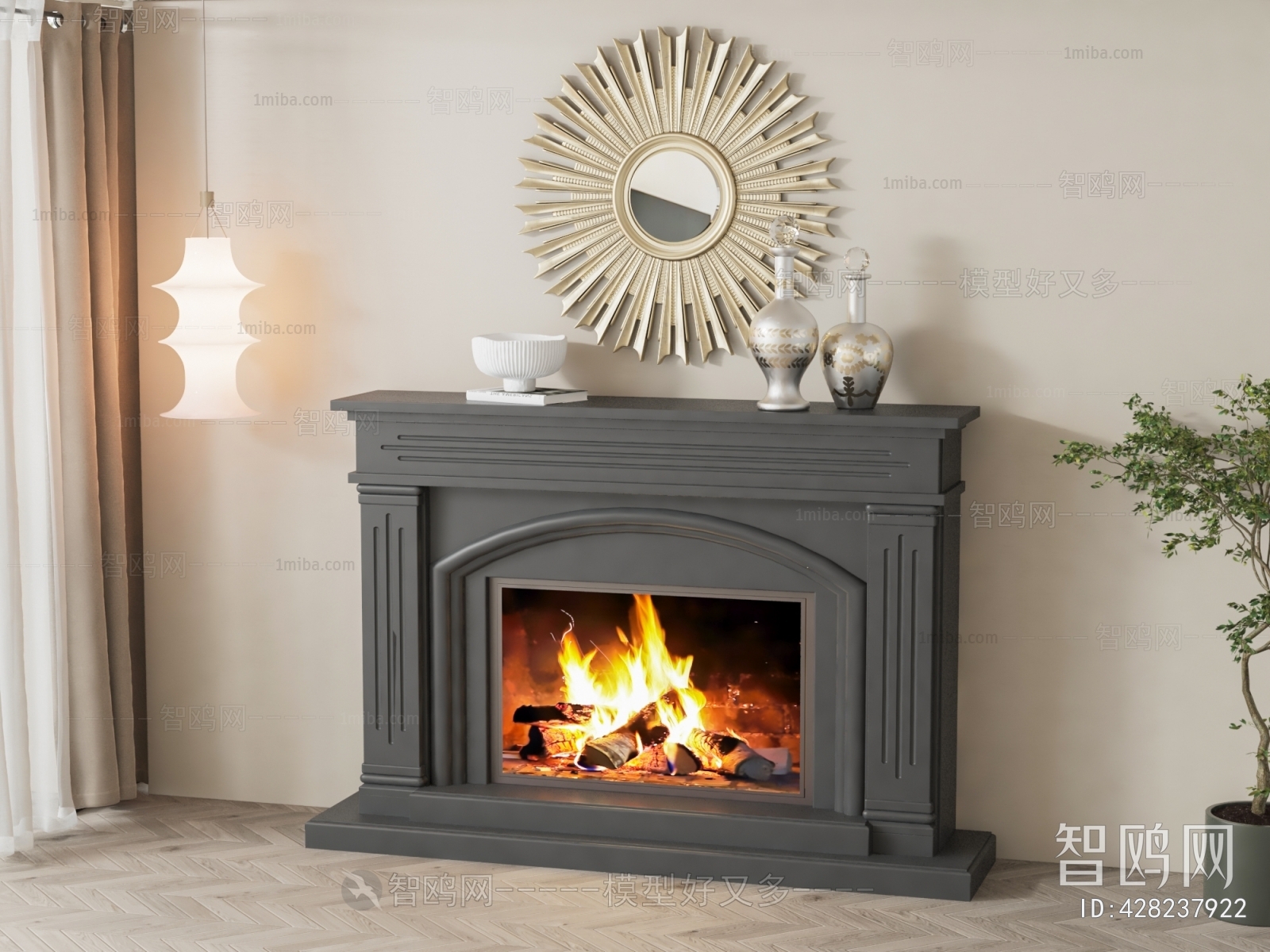 Simple European Style Fireplace