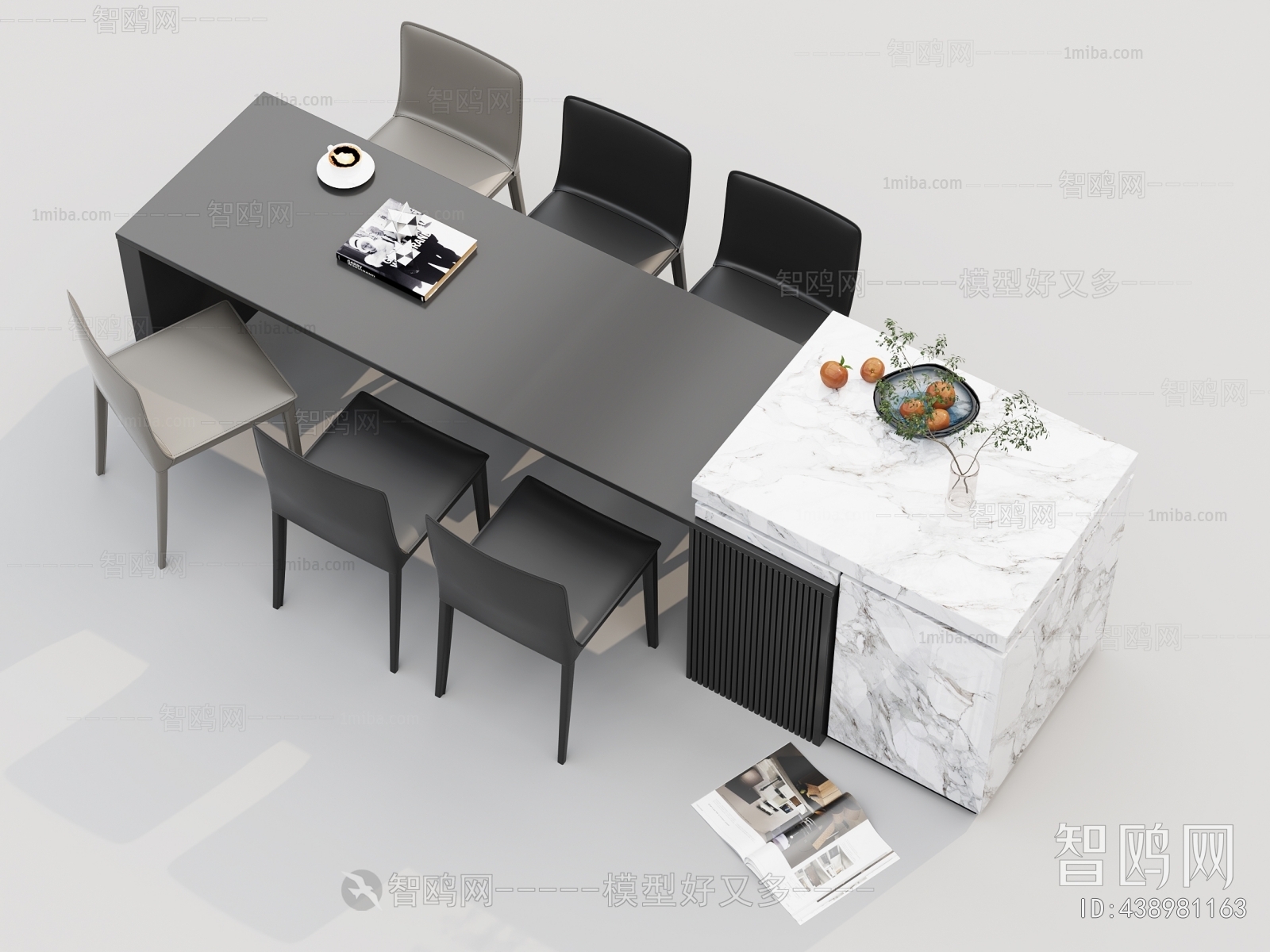 现代中岛餐桌椅组合