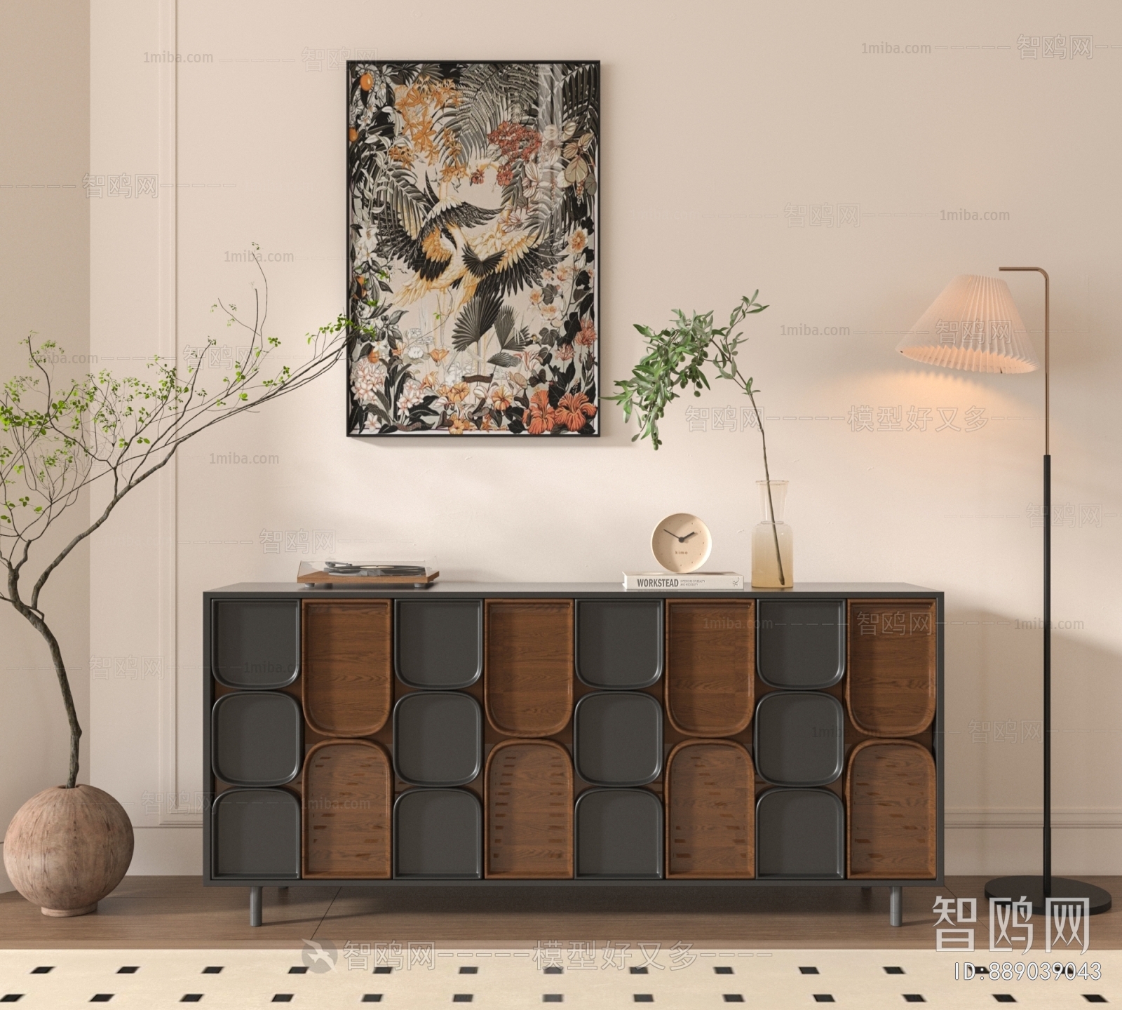 Modern Retro Style Entrance Cabinet