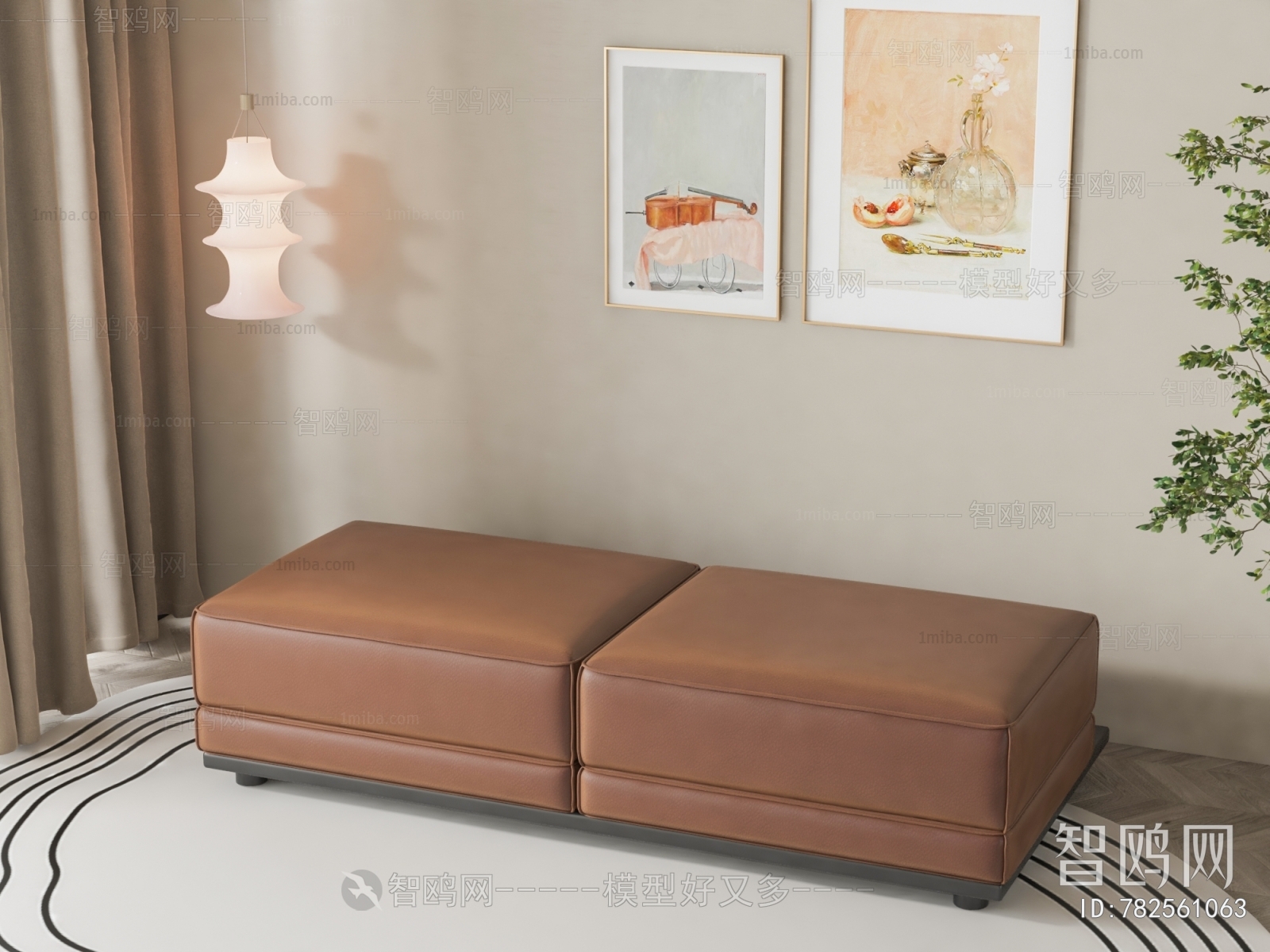 现代皮革沙发凳