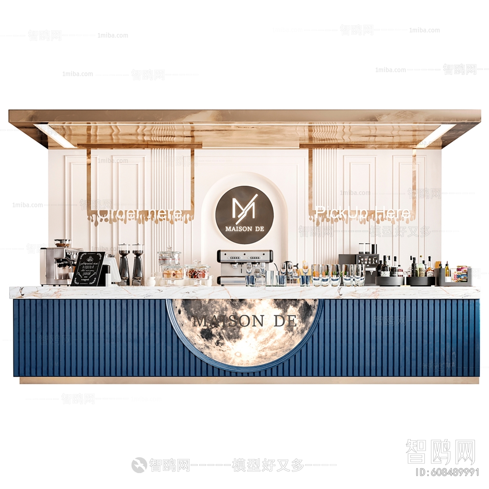 现代咖啡店操作台3D模型下载