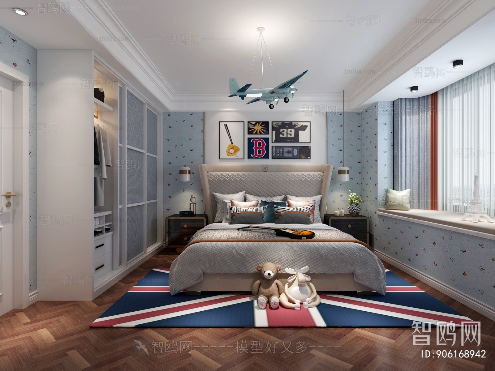 Simple European Style Boy's Room And Son's Room