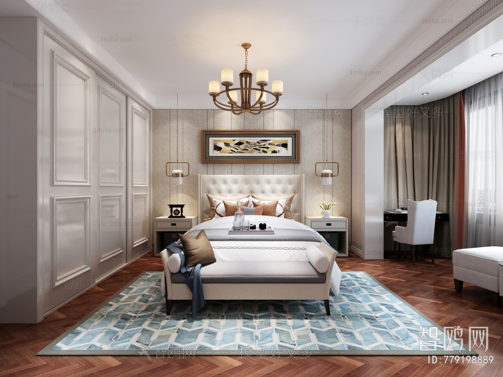 Simple European Style Bedroom