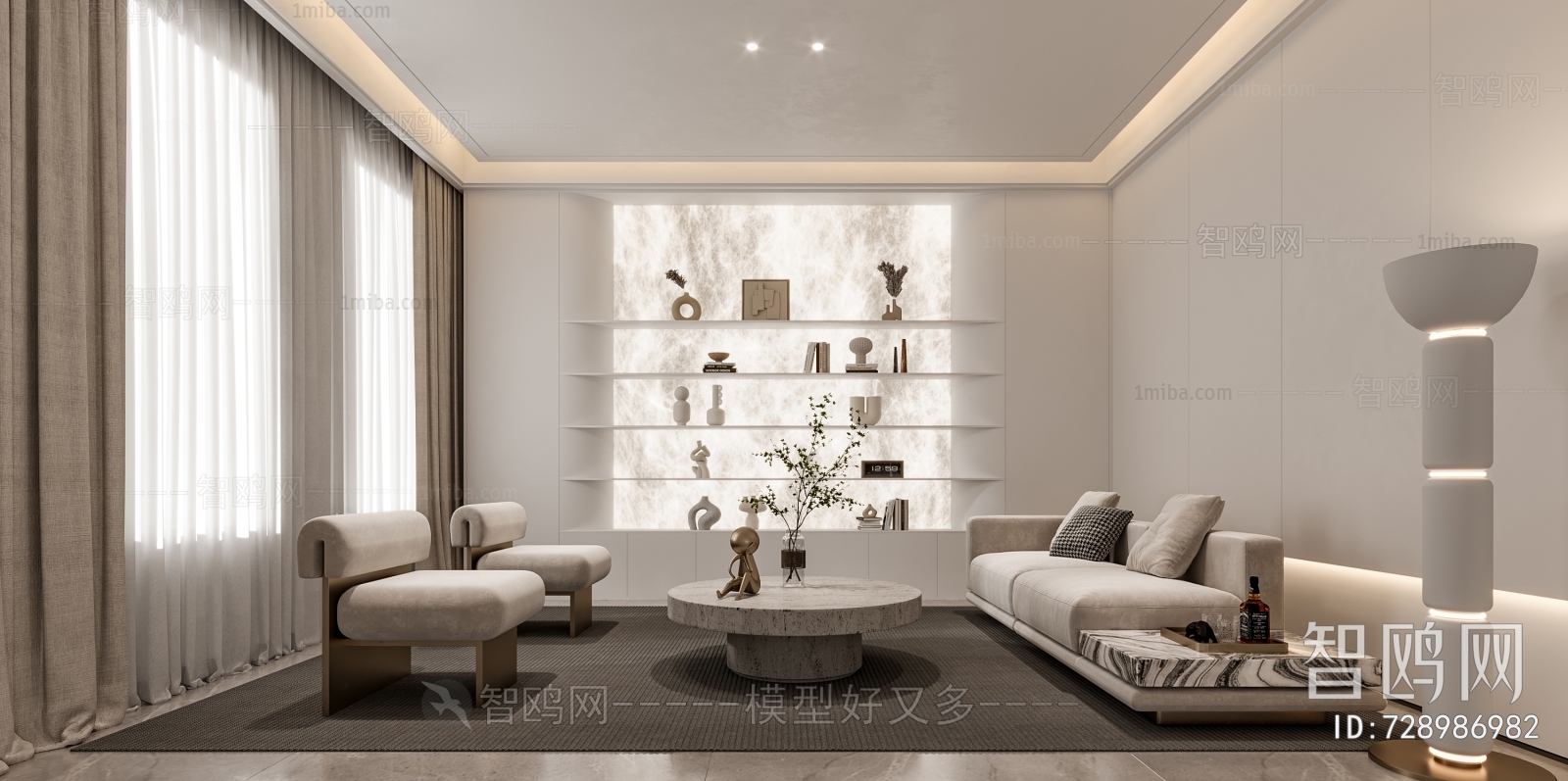 Modern Wabi-sabi Style Office Living Room