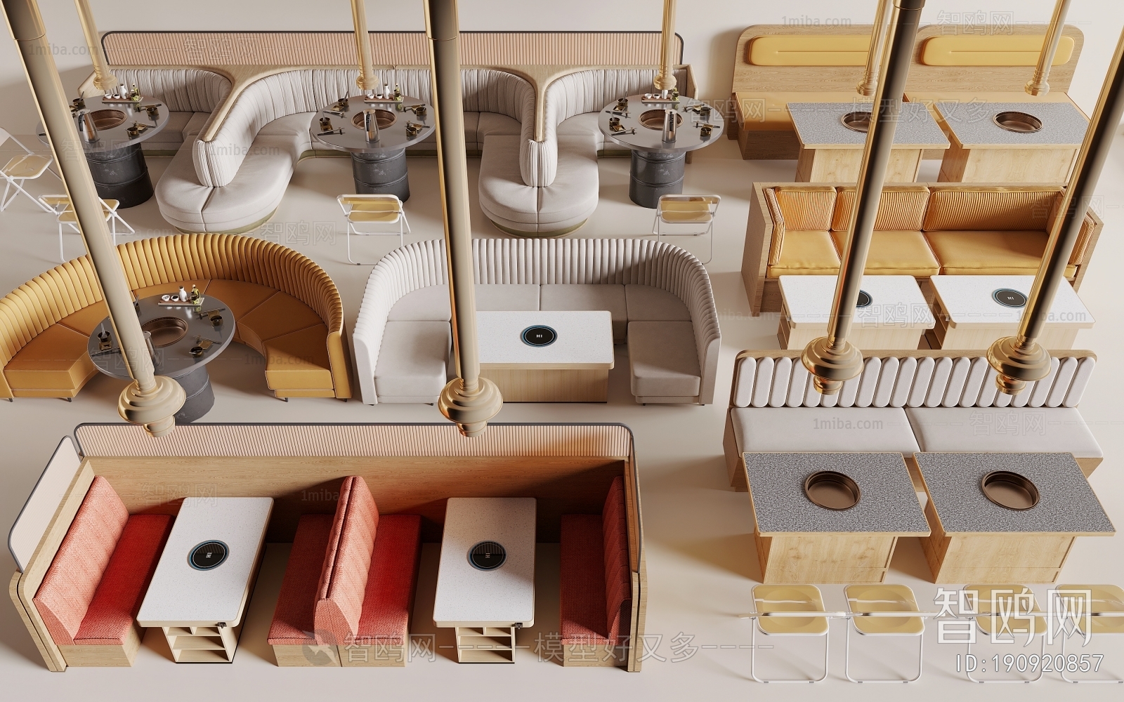 现代卡座沙发3D模型下载
