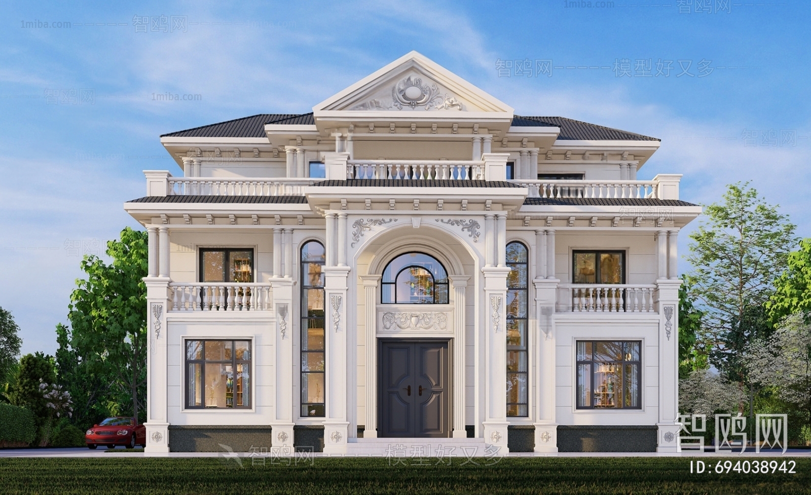 欧式三层独栋别墅3D模型下载