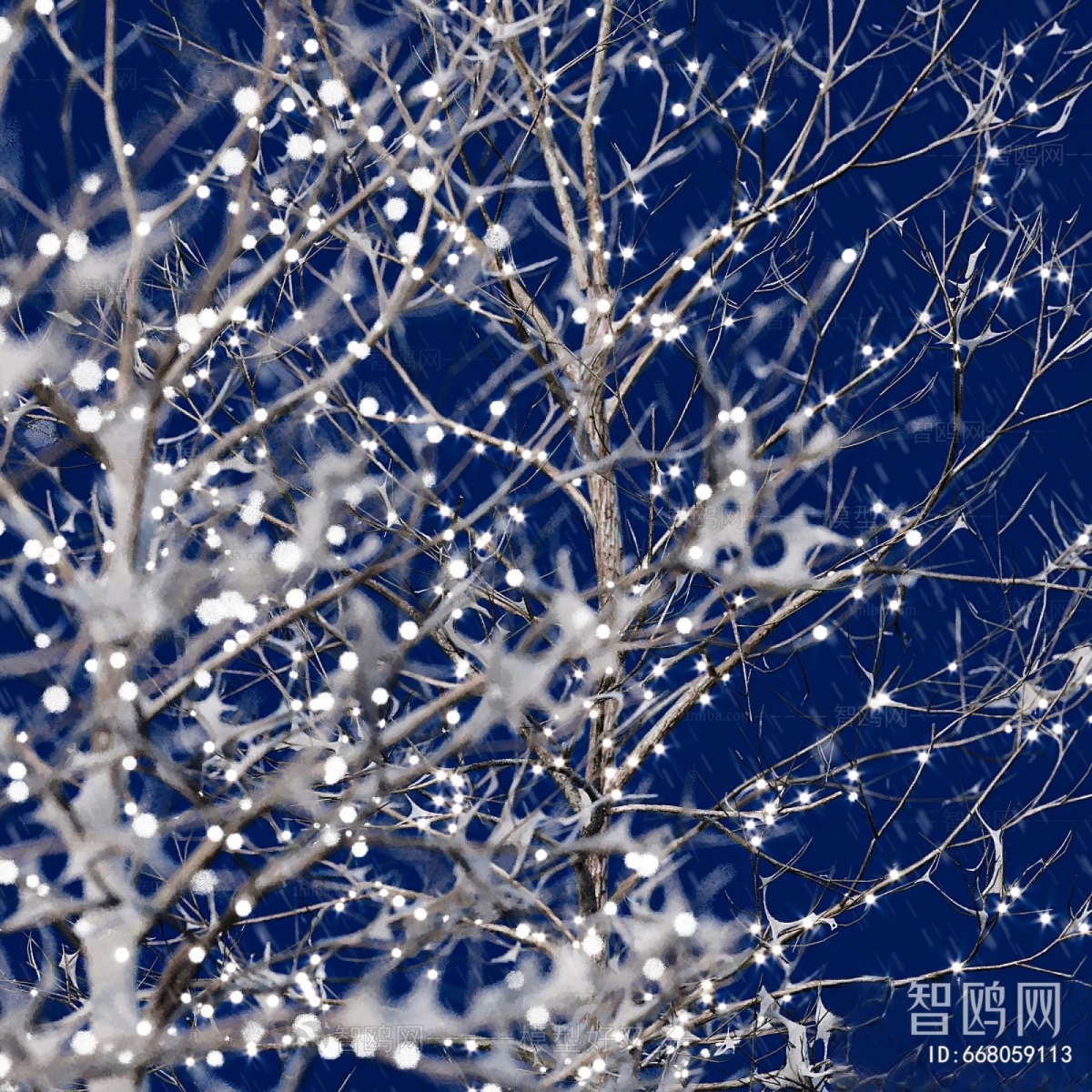 现代雪景发光花环景观树